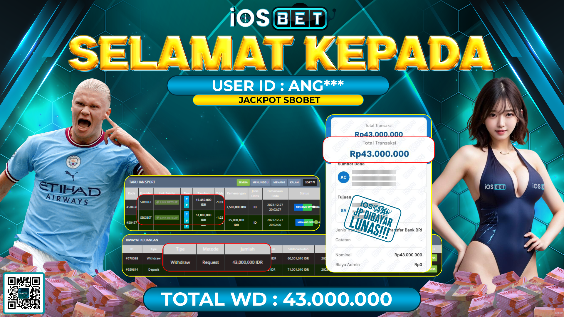 Bukti Pembayaran LUNAS PARLAY GAMES GACOR Rp. 43.000.000,-