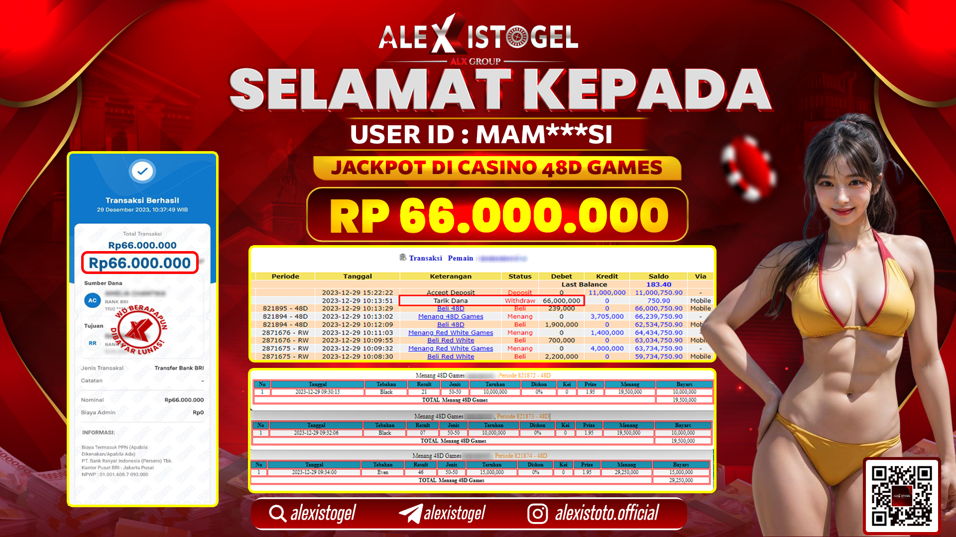 ALEXISTOGEL JACKPOT CASINO 48D RP. 66.000.000 LUNAS