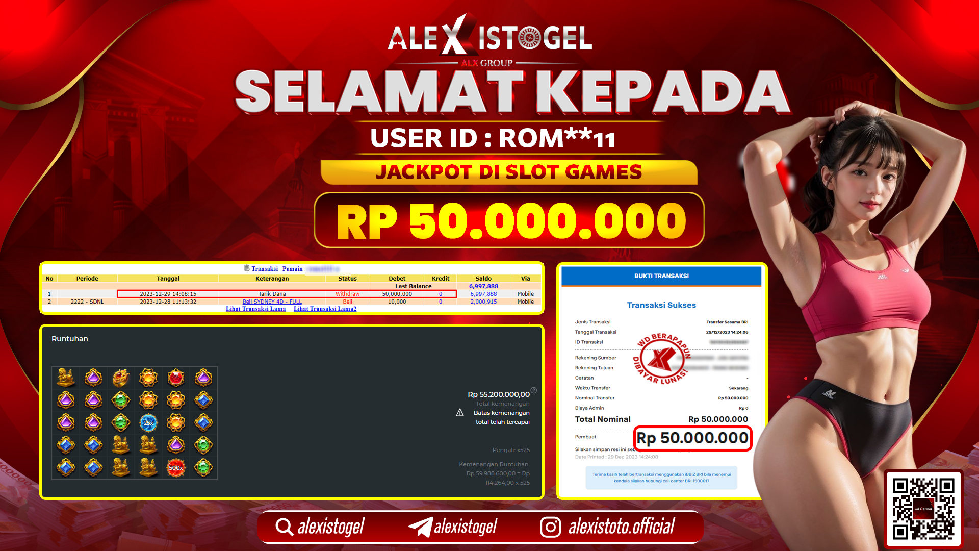 ALEXISTOGEL JACKPOT SLOT GAMES RP. 50.000.000 LUNAS