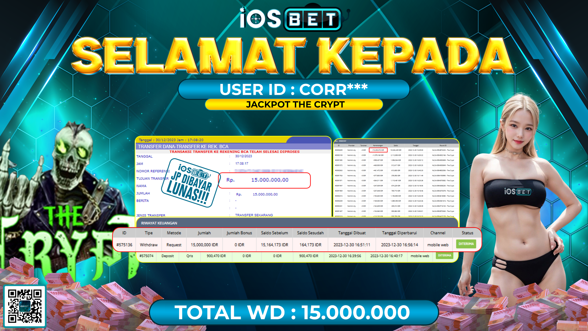 Bukti Pembayaran LUNAS SLOT GAMES GACOR Rp. 15.000.000,-