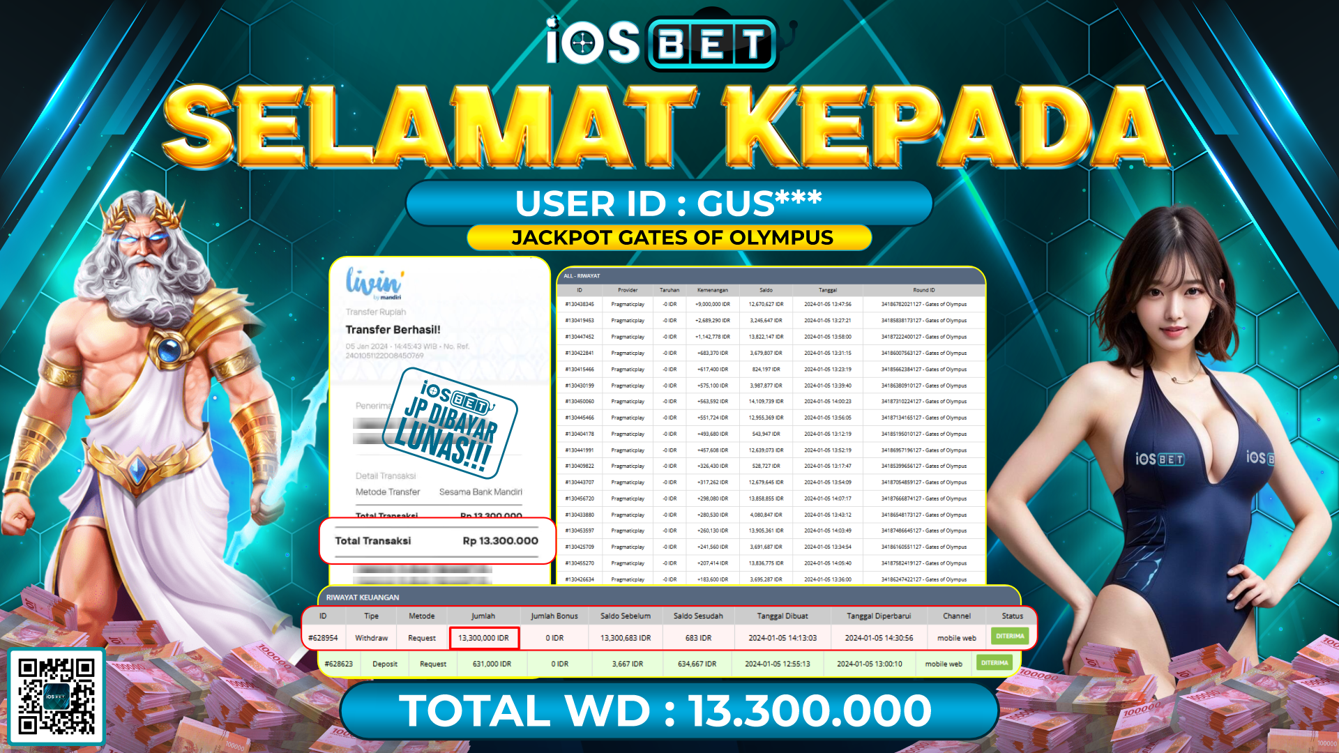 Bukti Pembayaran LUNAS SLOT GAMES GACOR Rp. 13.300.000,-