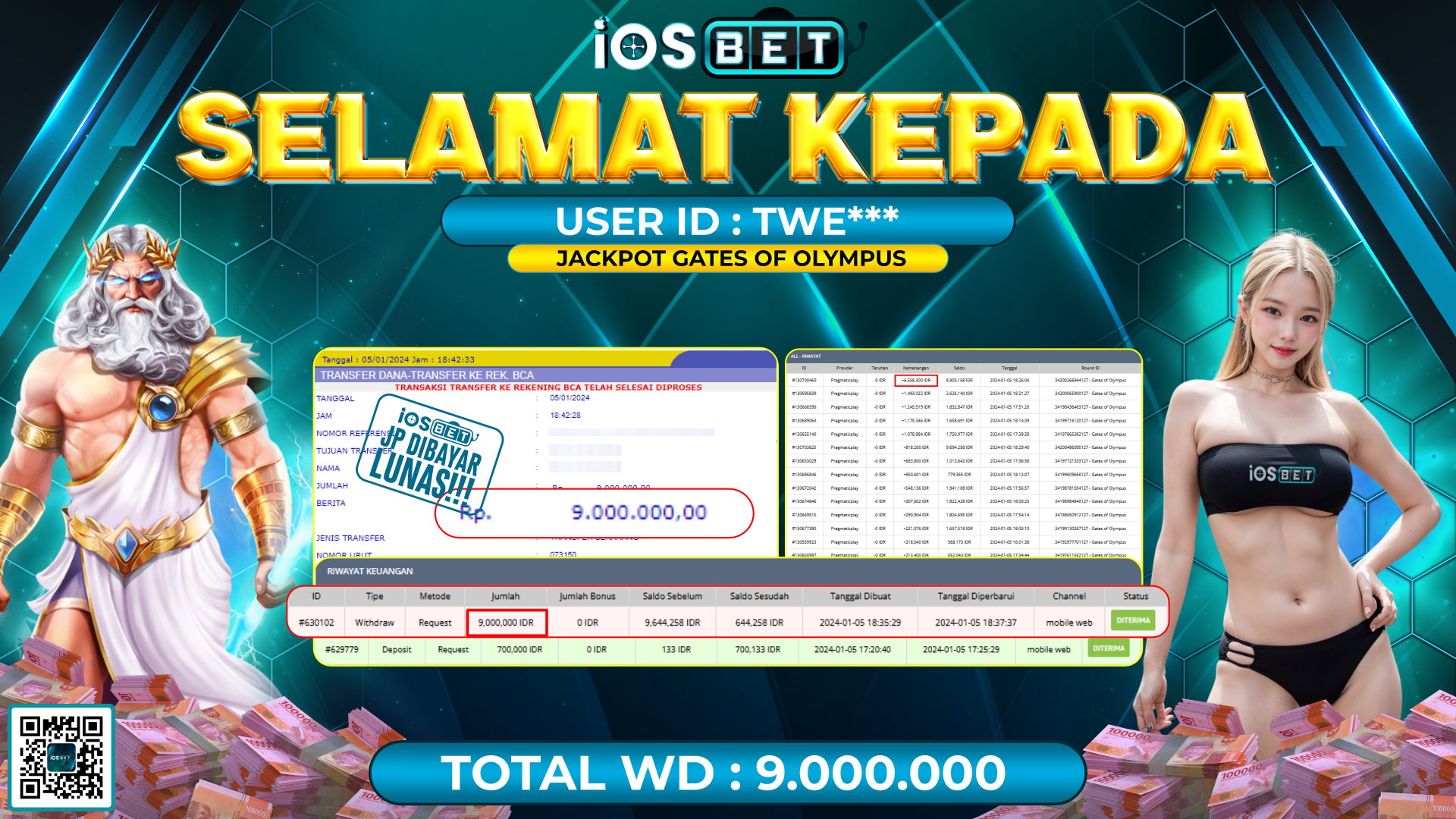 Bukti Pembayaran LUNAS SLOT GAMES GACOR Rp. 9.000.000,-