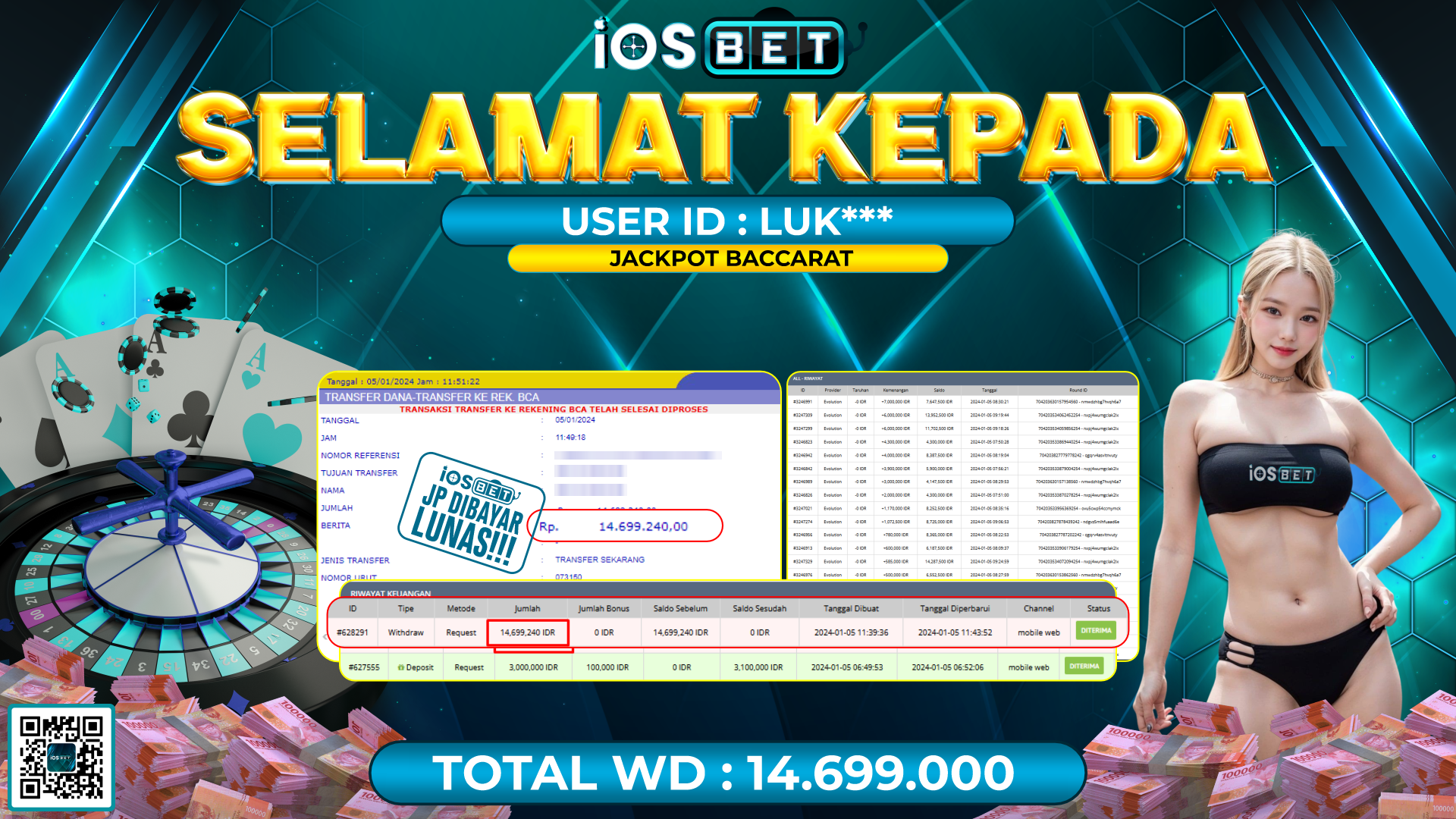 Bukti Pembayaran LUNAS LIVE GAMES GACOR Rp.14.699.000,-