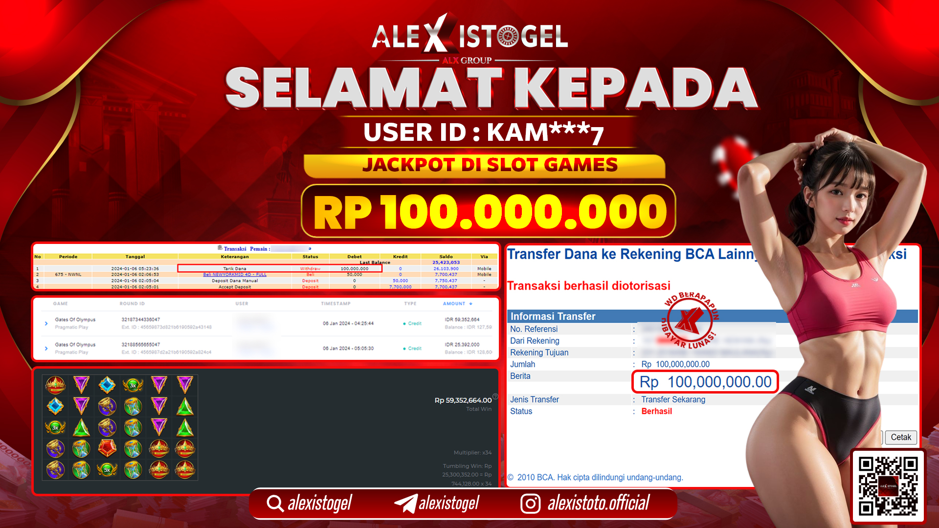 ALEXISTOGEL JACKPOT SLOT GAMES RP. 100.000.000 LUNAS