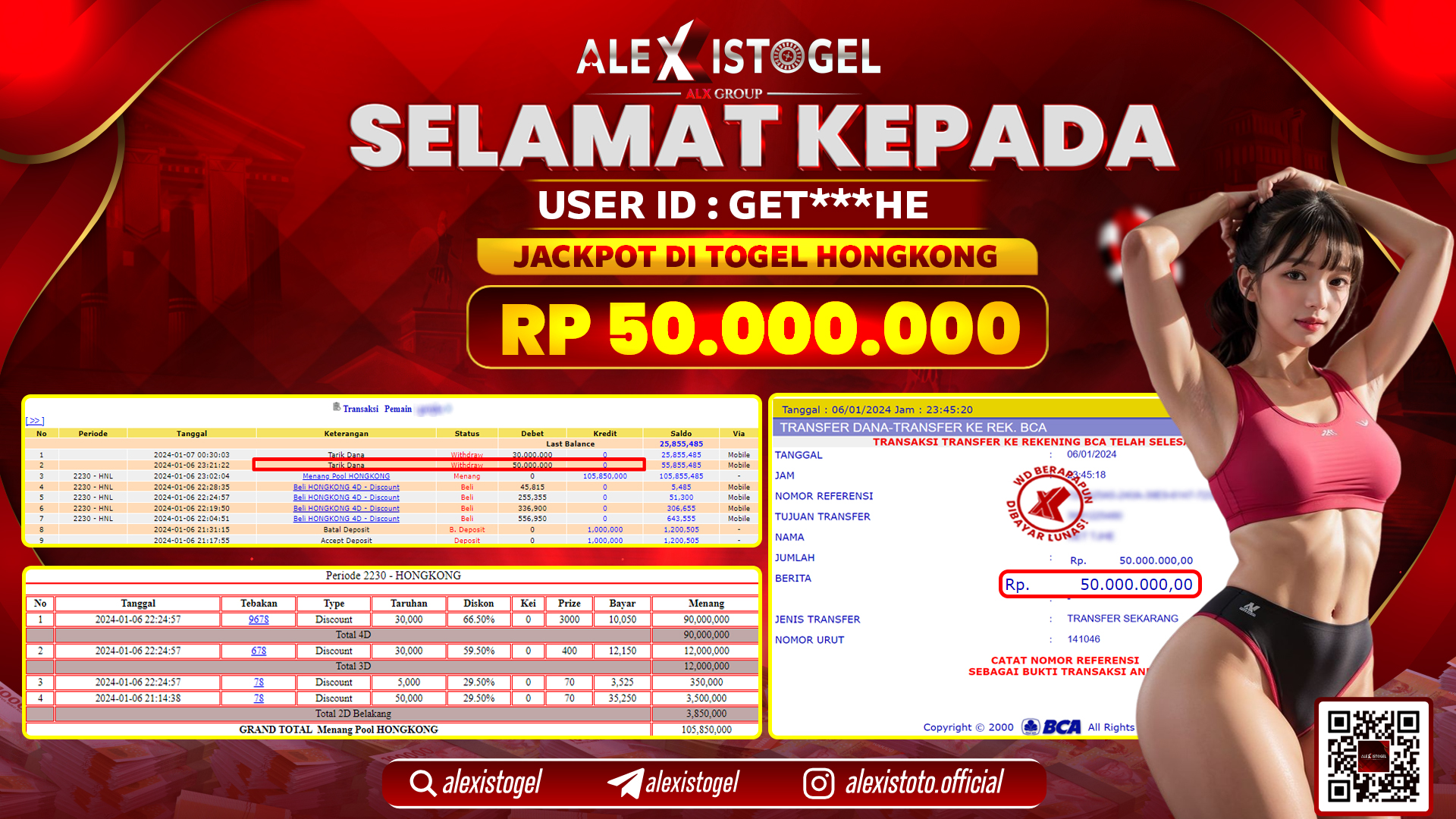 ALEXISTOGEL JACKPOT HONGKONG POOLS RP. 50.000.000 LUNAS