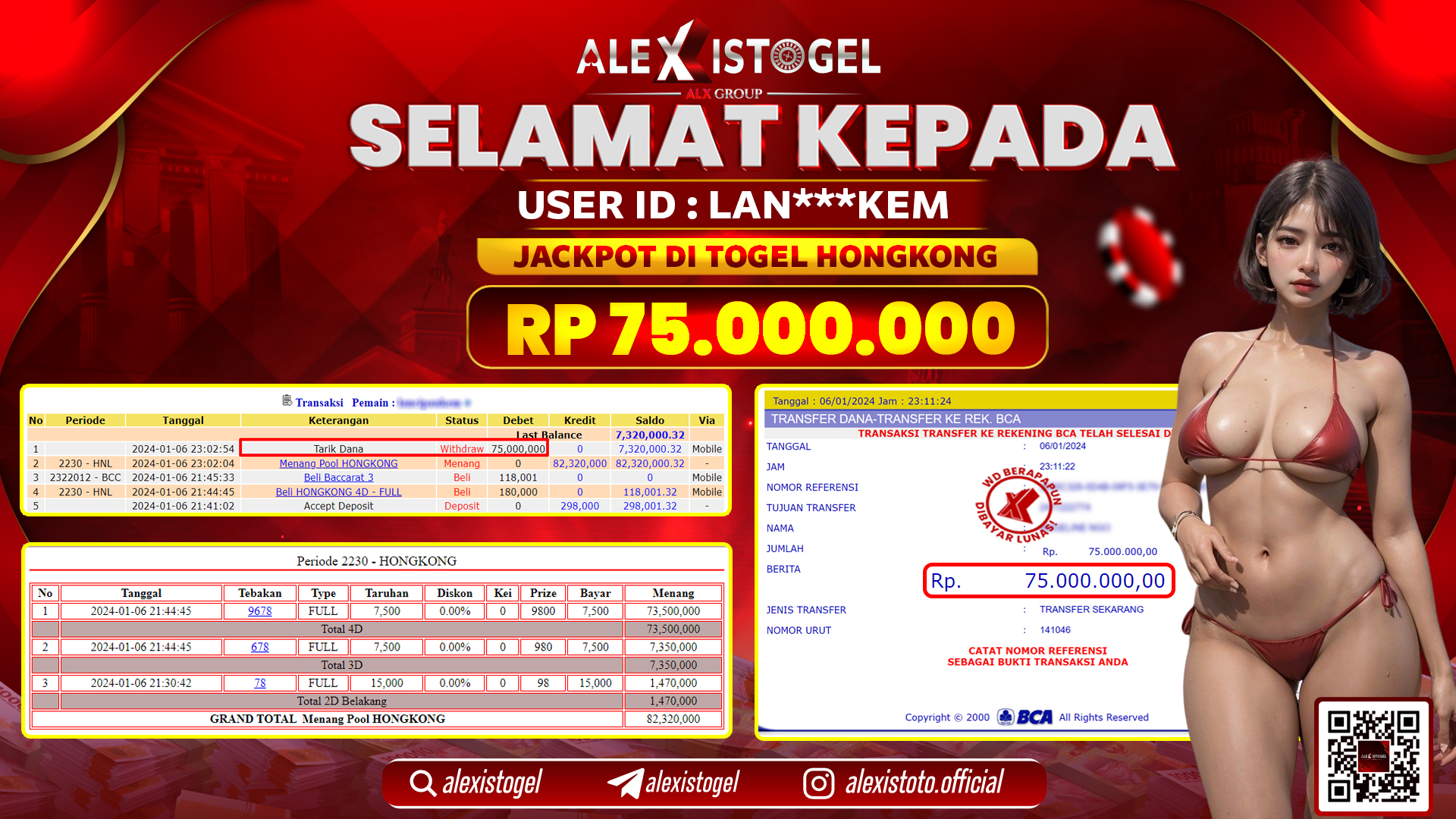 ALEXISTOGEL JACKPOT HONGKONG POOLS RP. 75.000.000 LUNAS