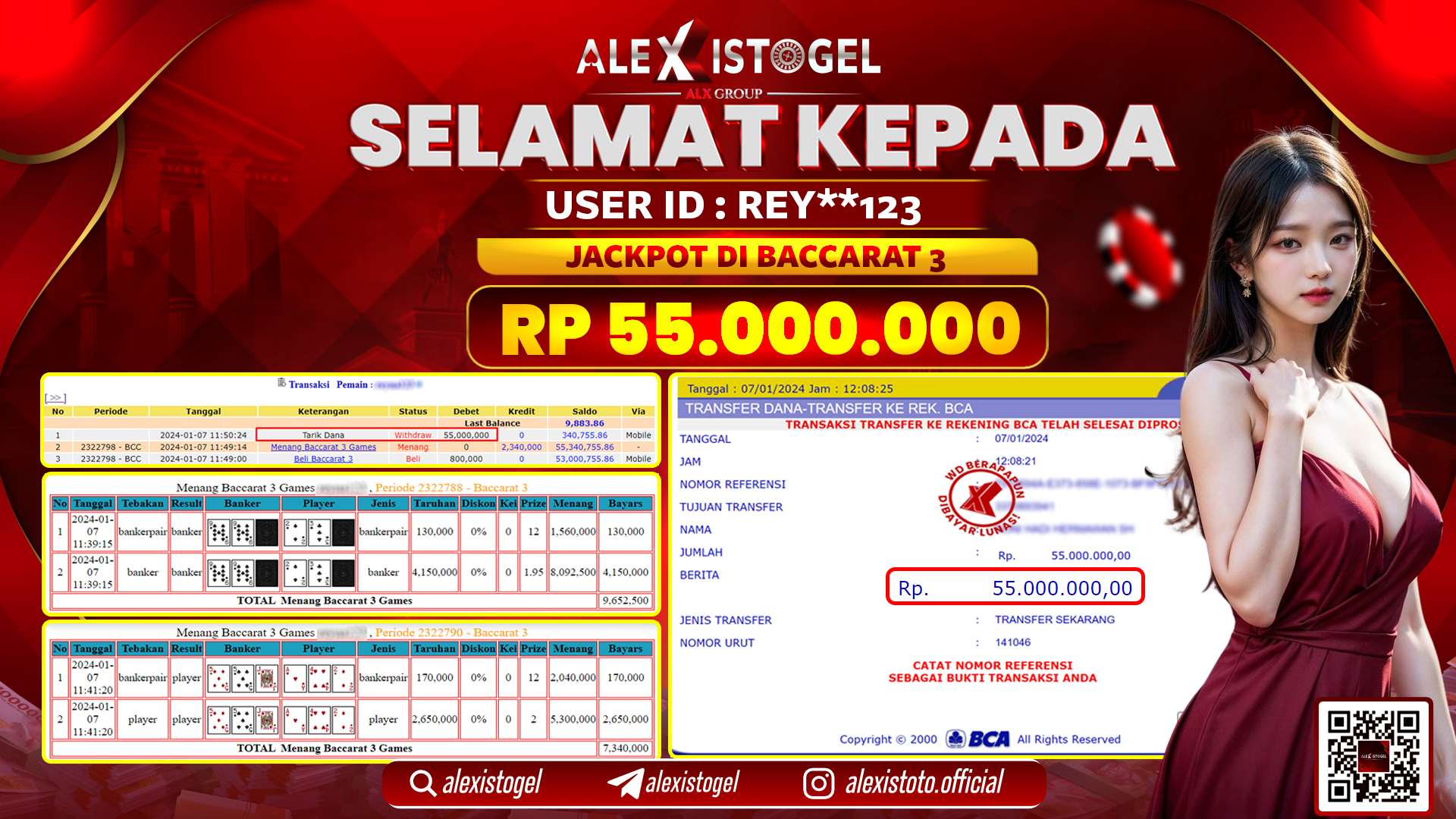 ALEXISTOGEL JACKPOT BACCARAT 3 RP. 55.000.000 LUNAS