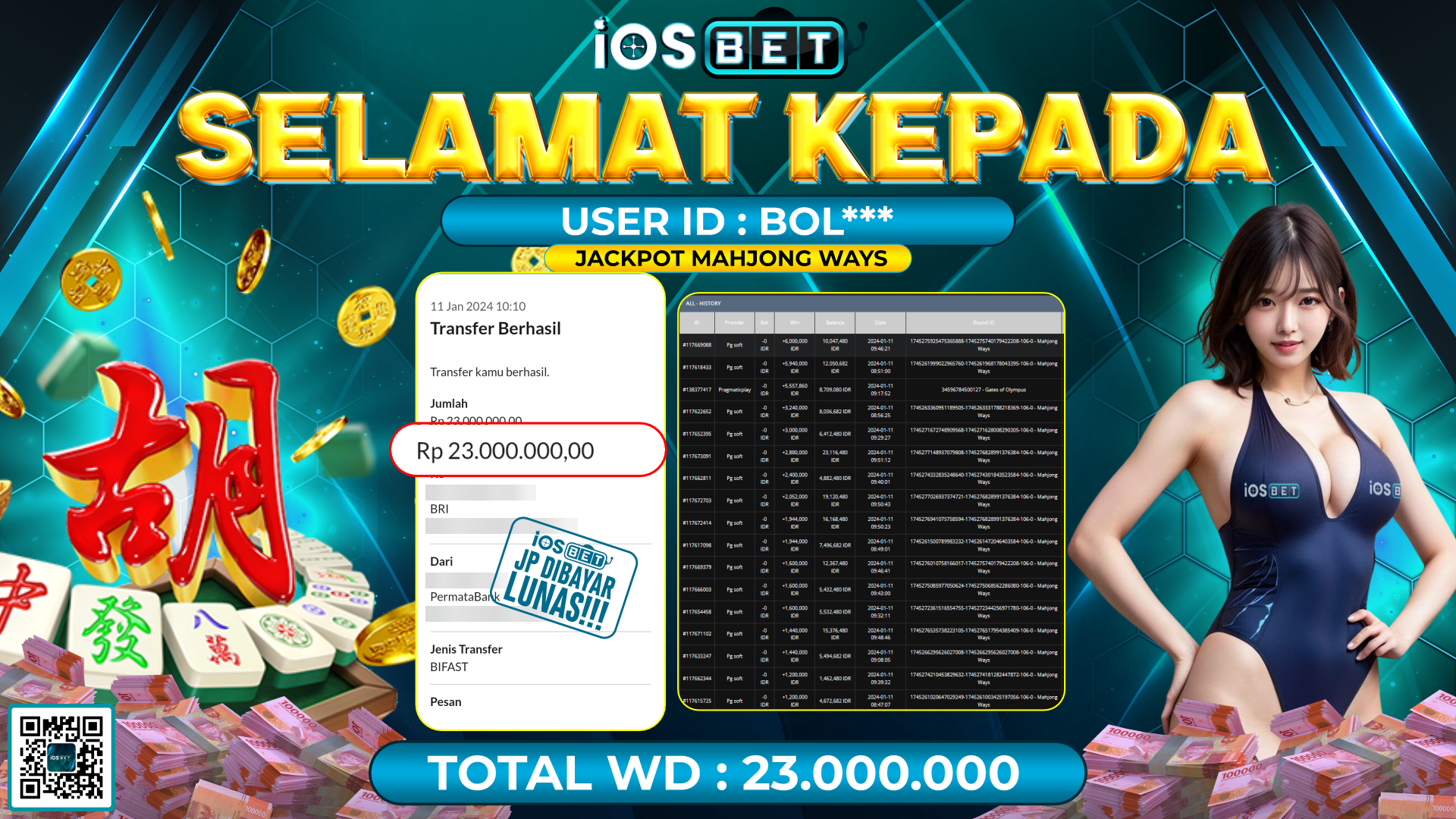 Bukti Pembayaran LUNAS SLOT GAMES GACOR Rp. 23.000.000,-
