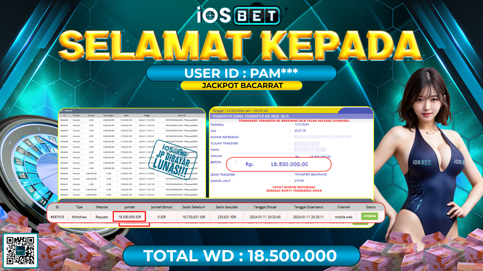 Bukti Pembayaran LUNAS LIVE GAMES GACOR Rp. 18.500.000,-
