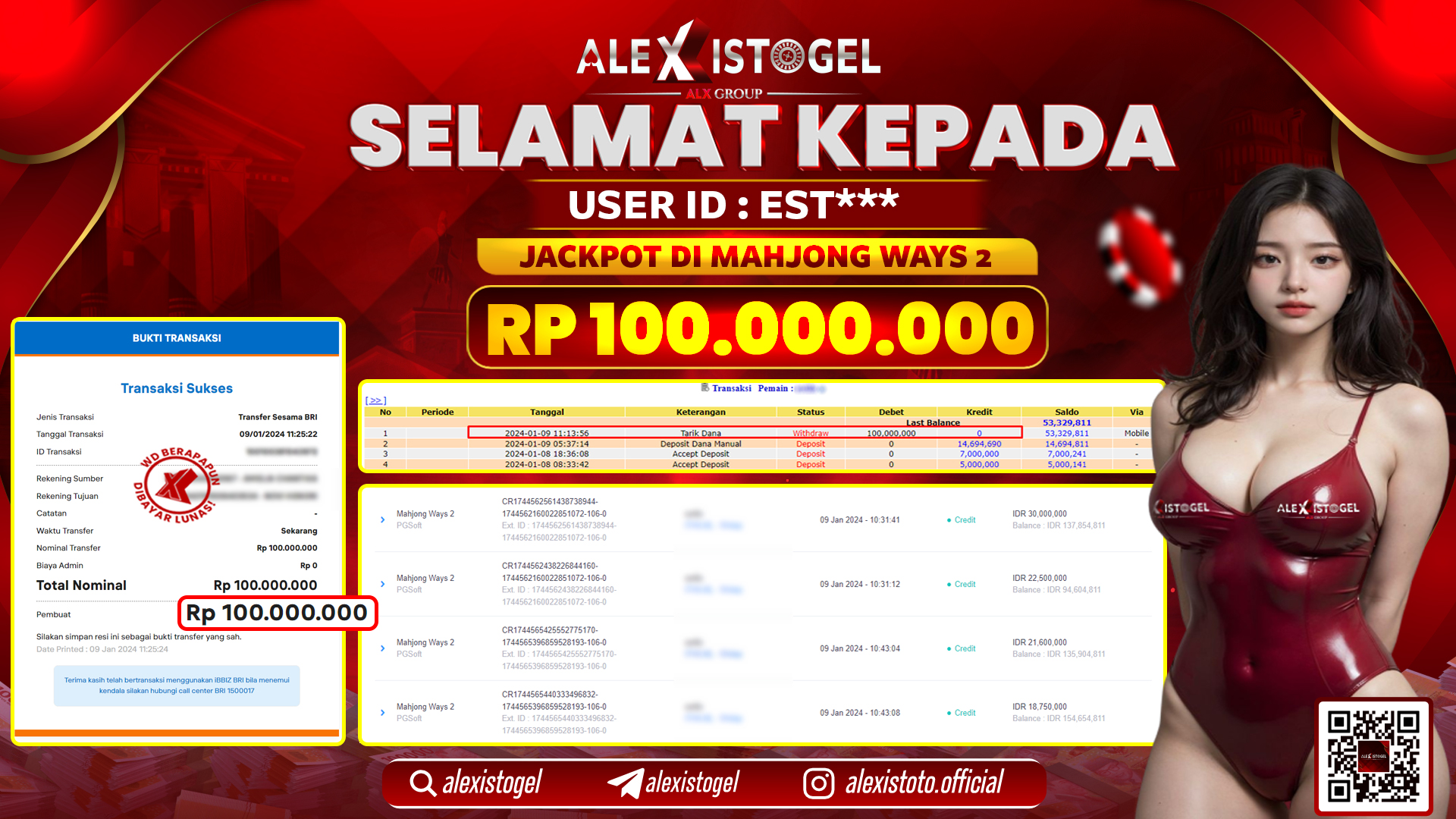 ALEXISTOGEL JACKPOT SLOT GAMES RP. 100.000.000 LUNAS