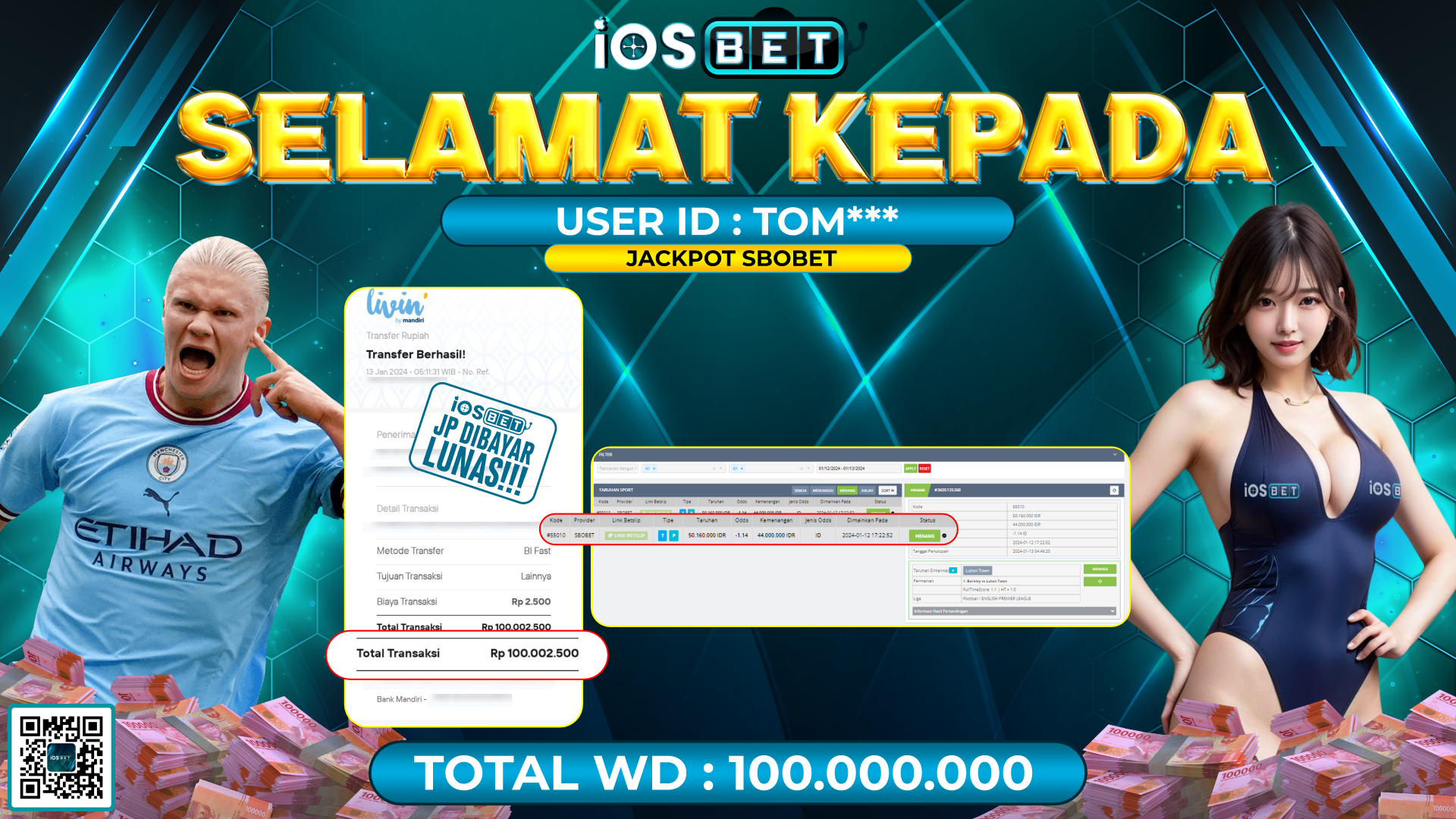 Bukti Pembayaran LUNAS PARLAY GAMES GACOR Rp. 100.000.000,-