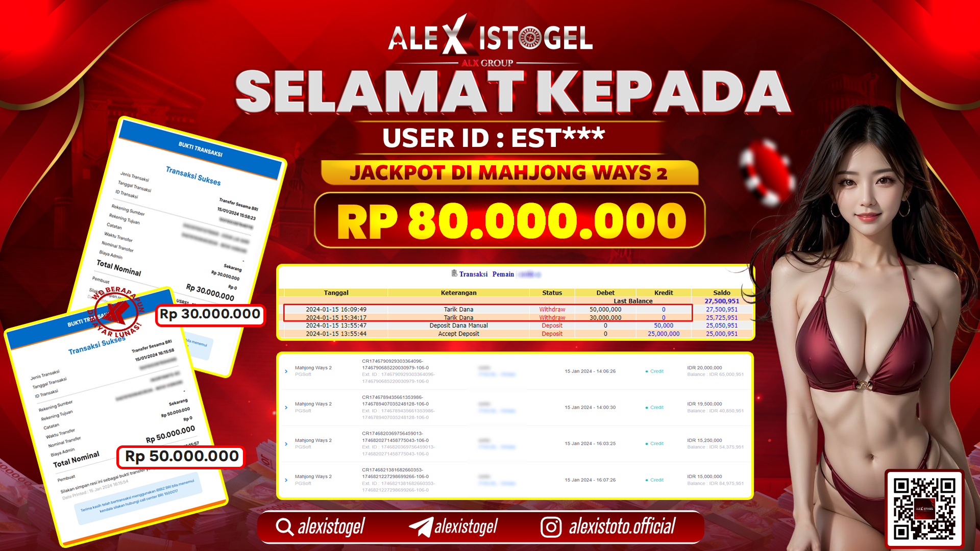 ALEXISTOGEL JACKPOT SLOT GAMES RP. 80.000.000 LUNAS