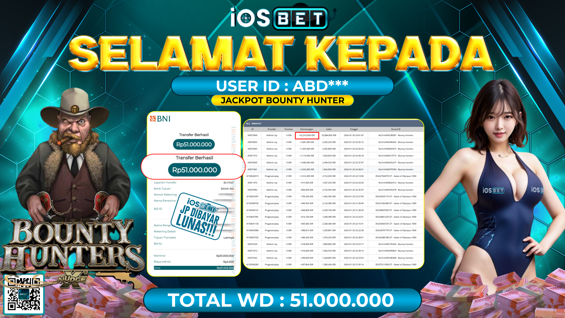 Bukti Pembayaran LUNAS SLOT GAMES GACOR Rp. 51.000.000,-