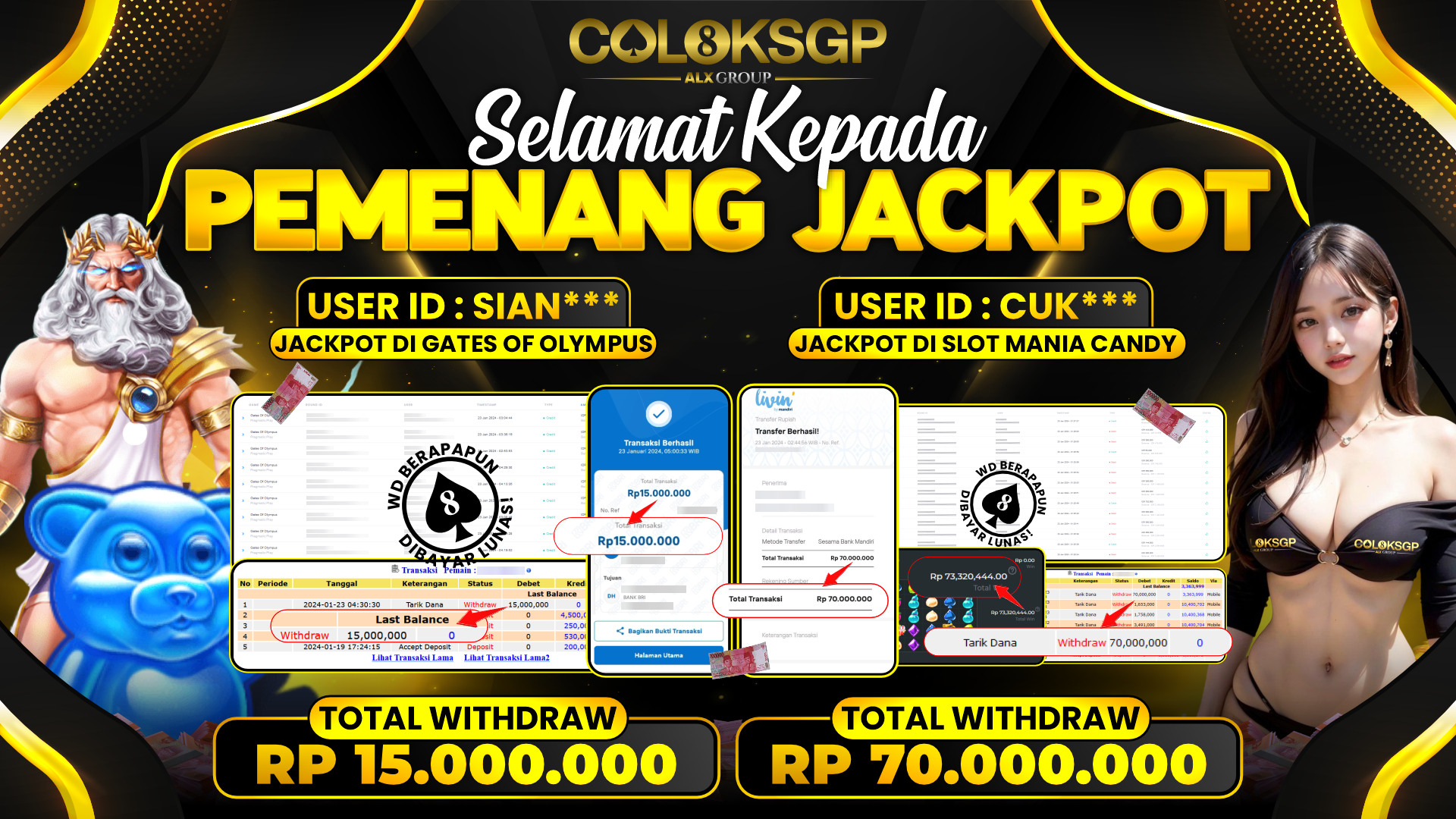 COLOKSGP JACKPOT SLOT GAMES RP 70.000.000 LUNAS