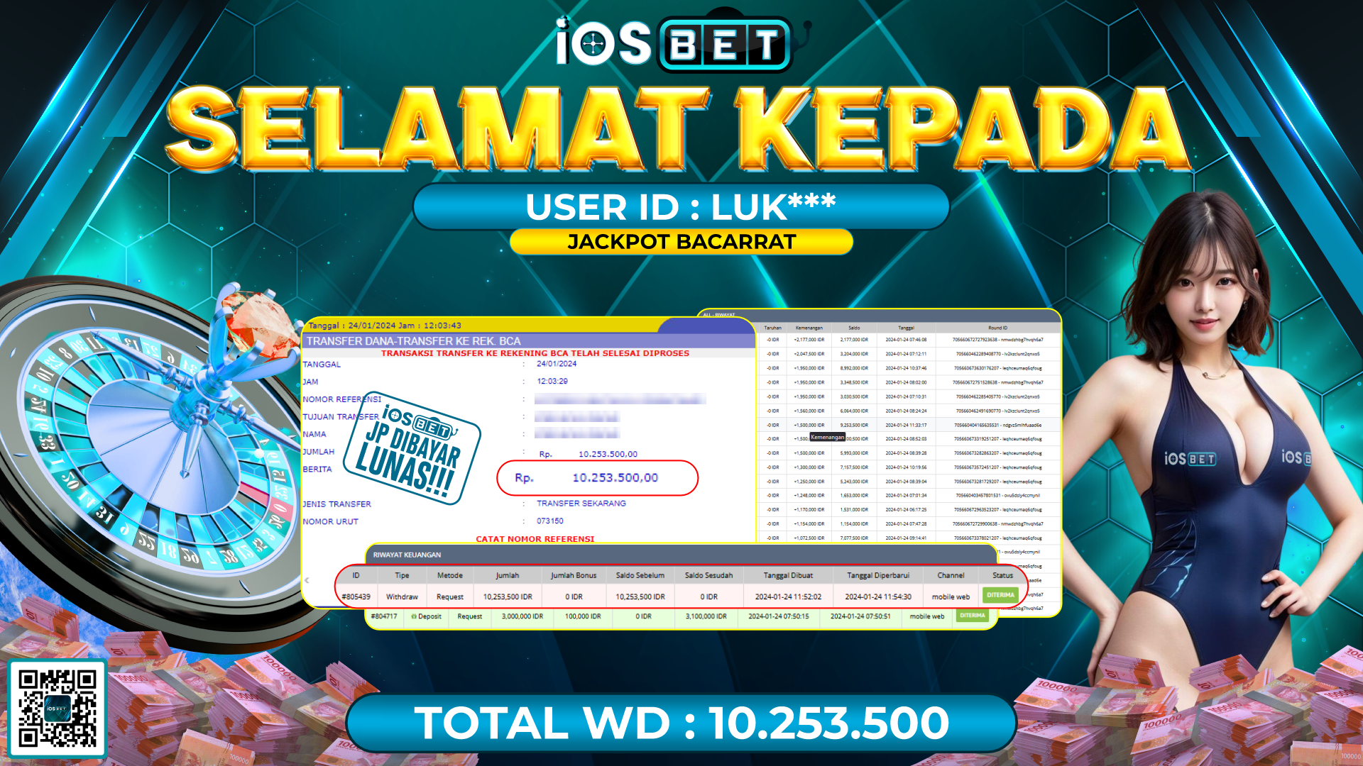 Bukti Pembayaran LUNAS LIVE GAMES GACOR Rp. 10.253.500,-
