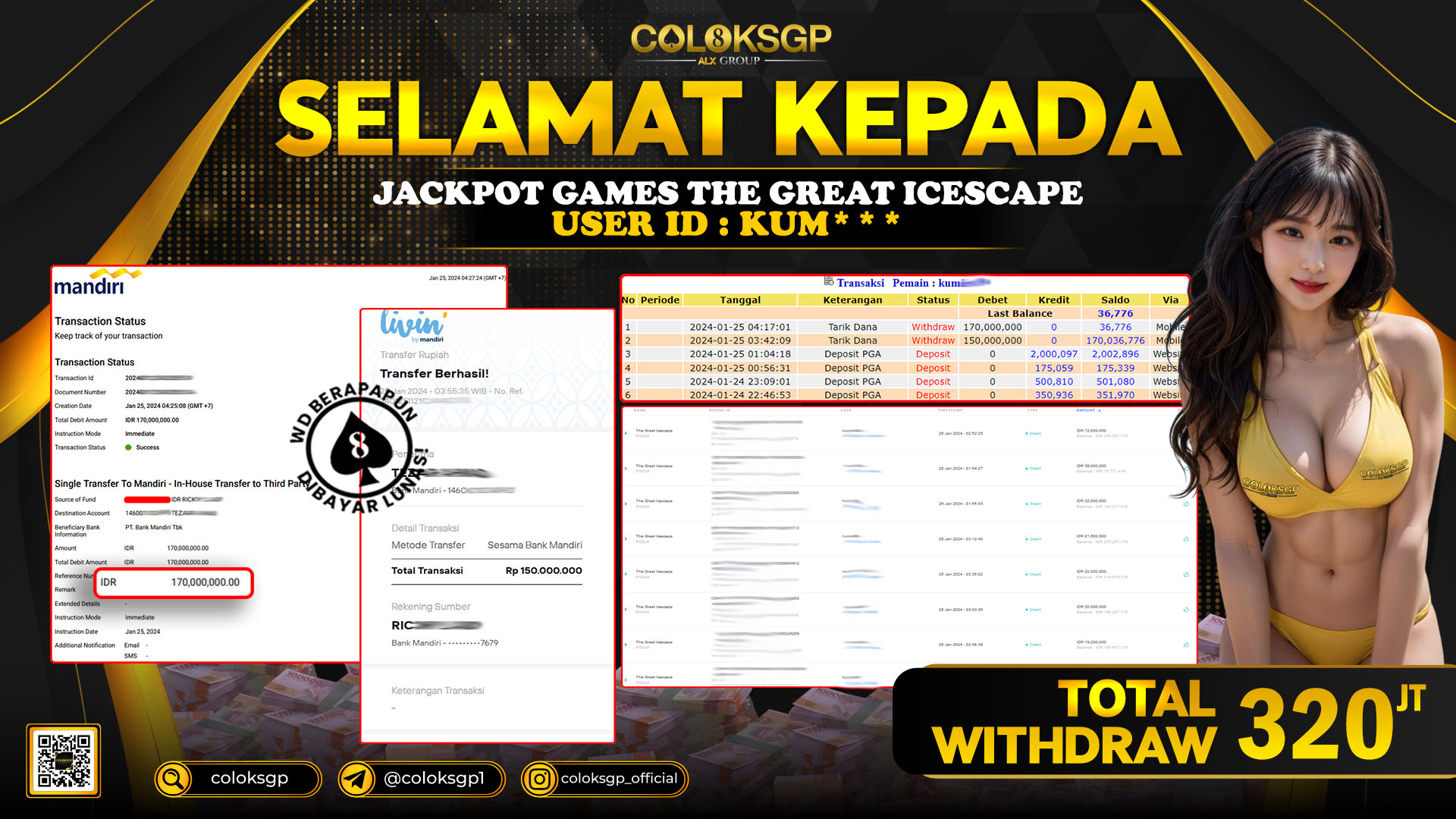 COLOKSGP JACKPOT SLOT GAMES RP 320.000.000 LUNAS