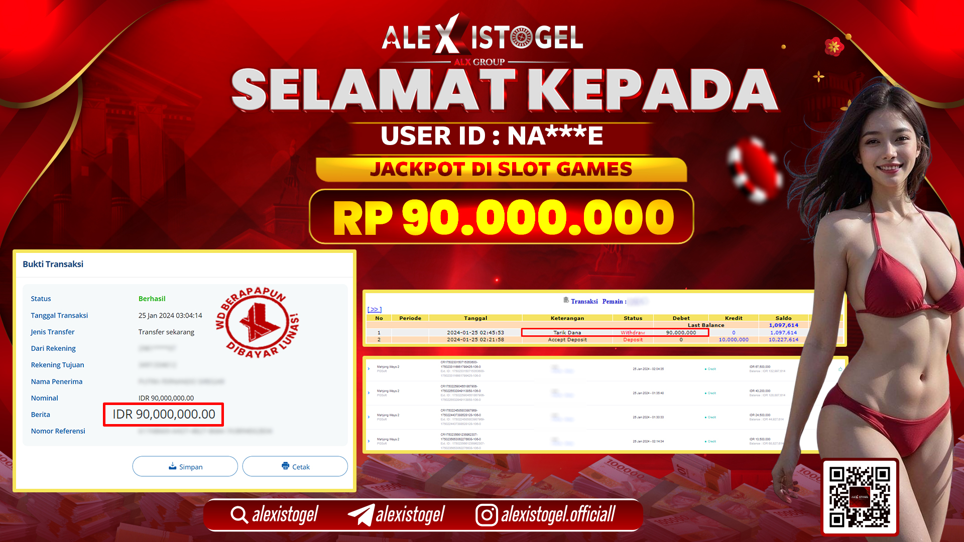 ALEXISTOGEL JACKPOT SLOT GAMES RP. 90.000.000 LUNAS