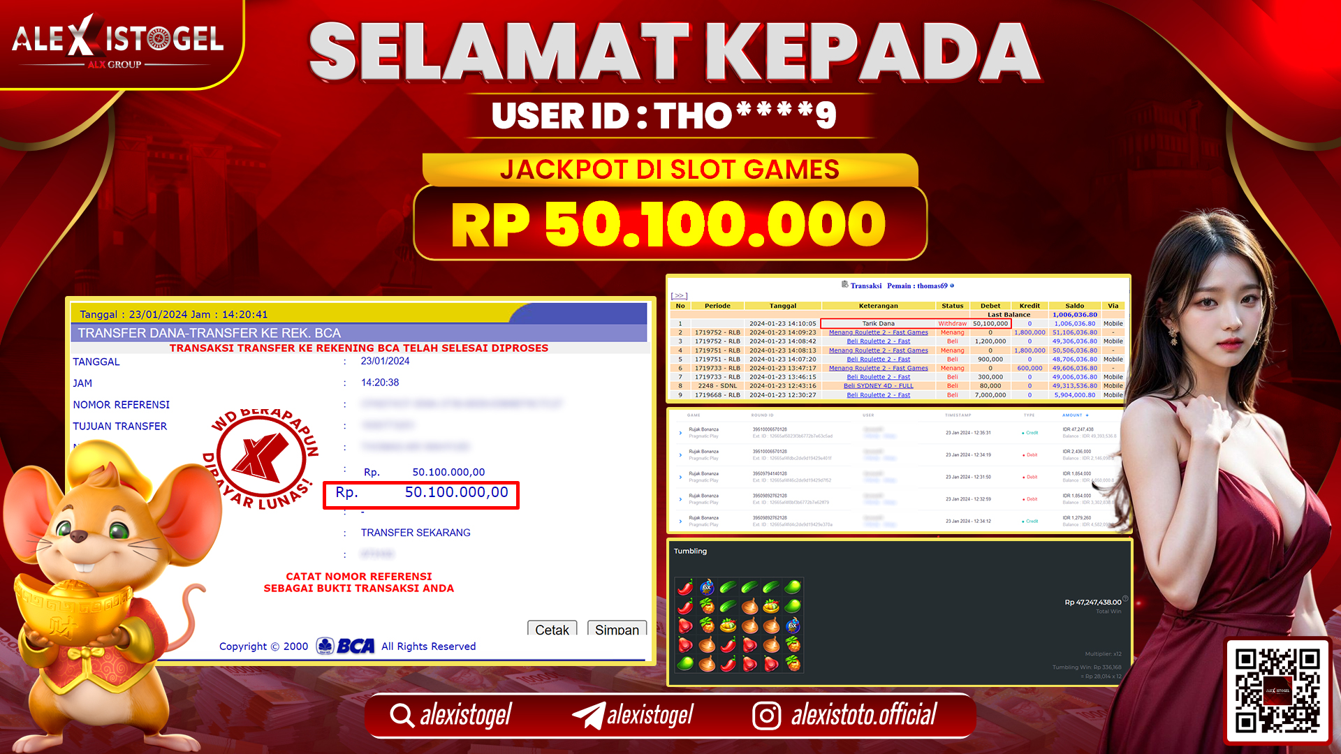 ALEXISTOGEL JACKPOT SLOT GAMES RP. 50.100.000 LUNAS