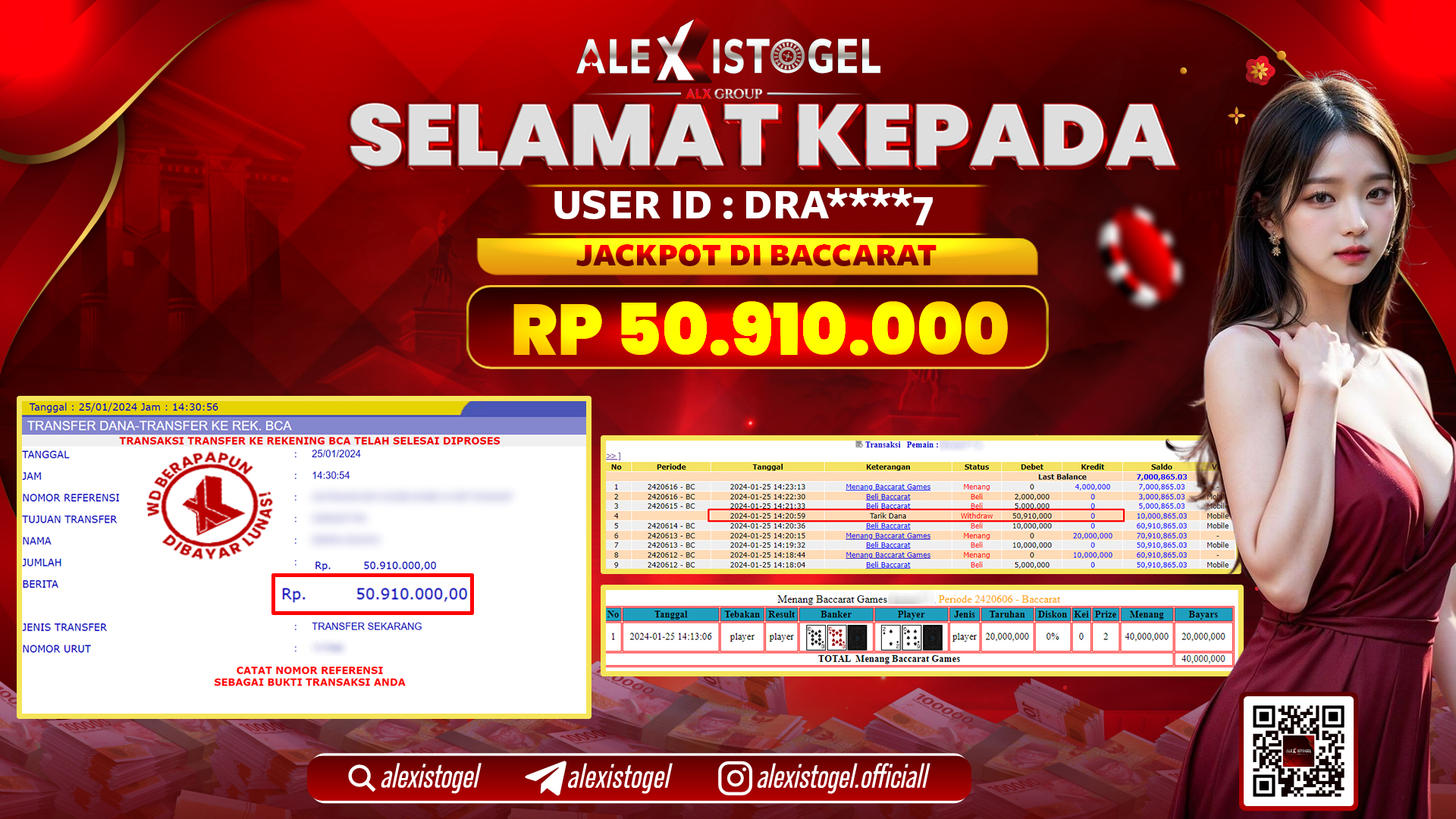 ALEXISTOGEL JACKPOT BACCARAT RP. 50.910.000 LUNAS