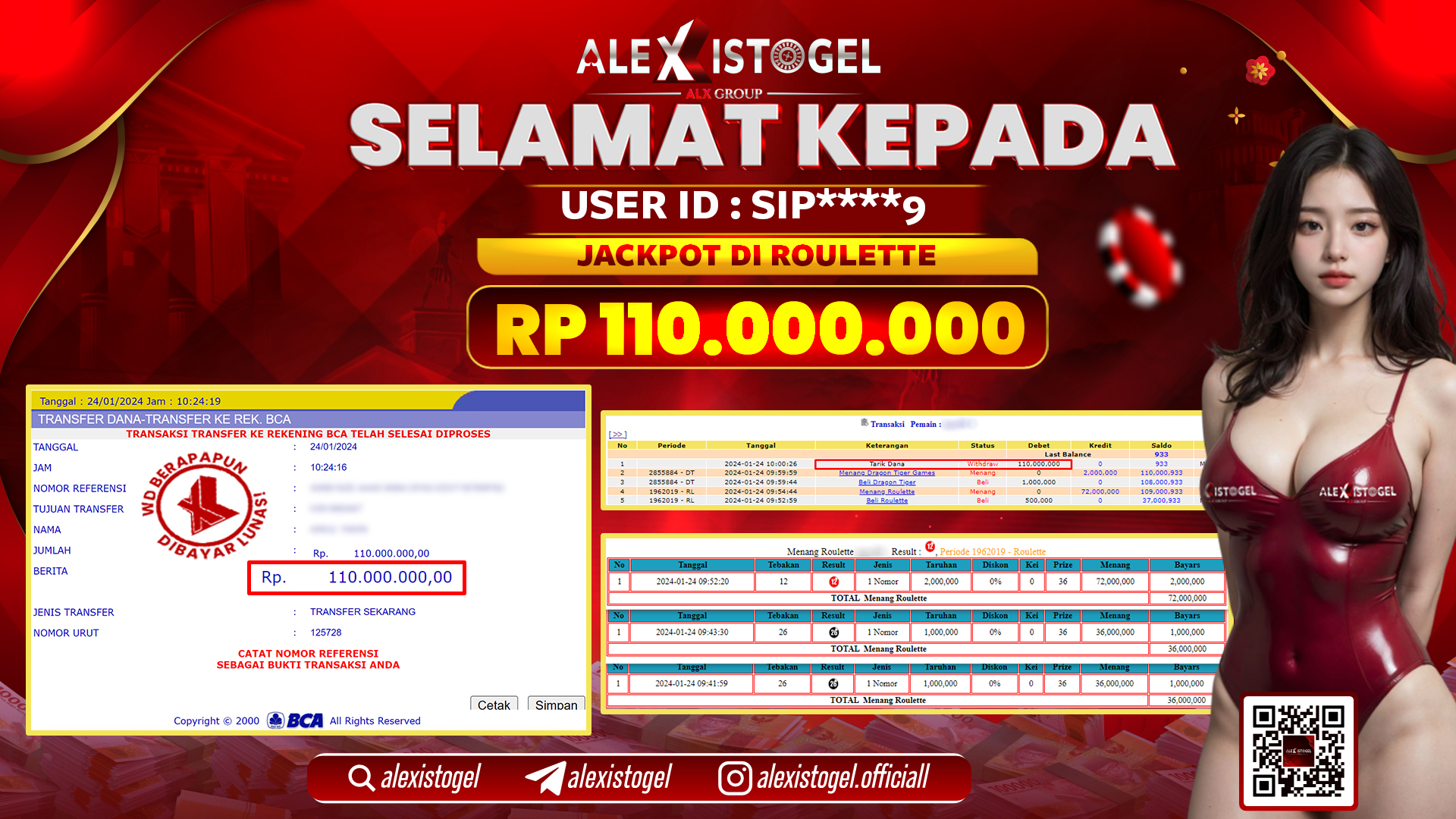 ALEXISTOGEL JACKPOT ROULETTE RP. 110.000.000 LUNAS