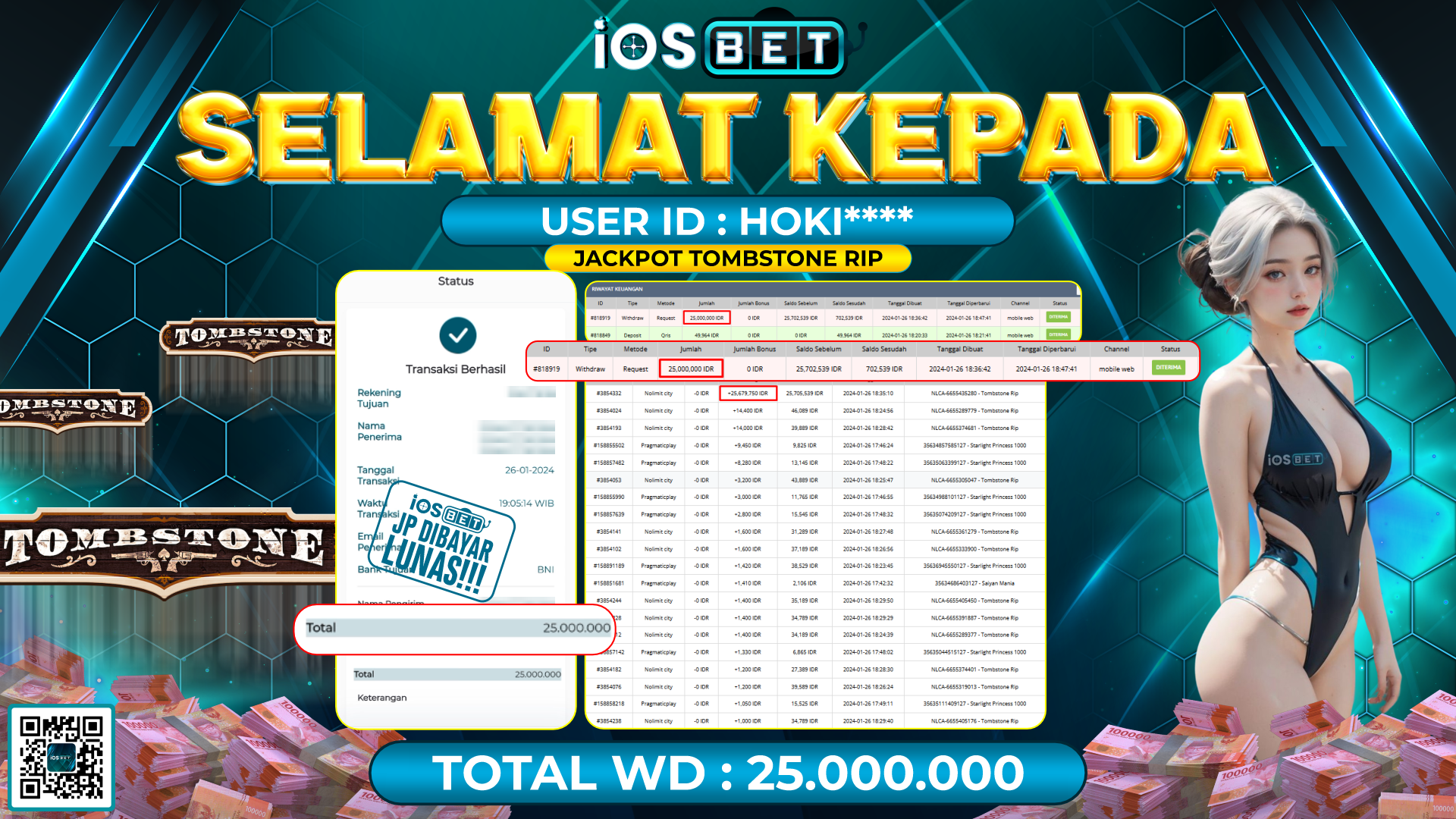 Bukti Pembayaran LUNAS SLOT GAMES GACOR Rp. 25.000.000,-