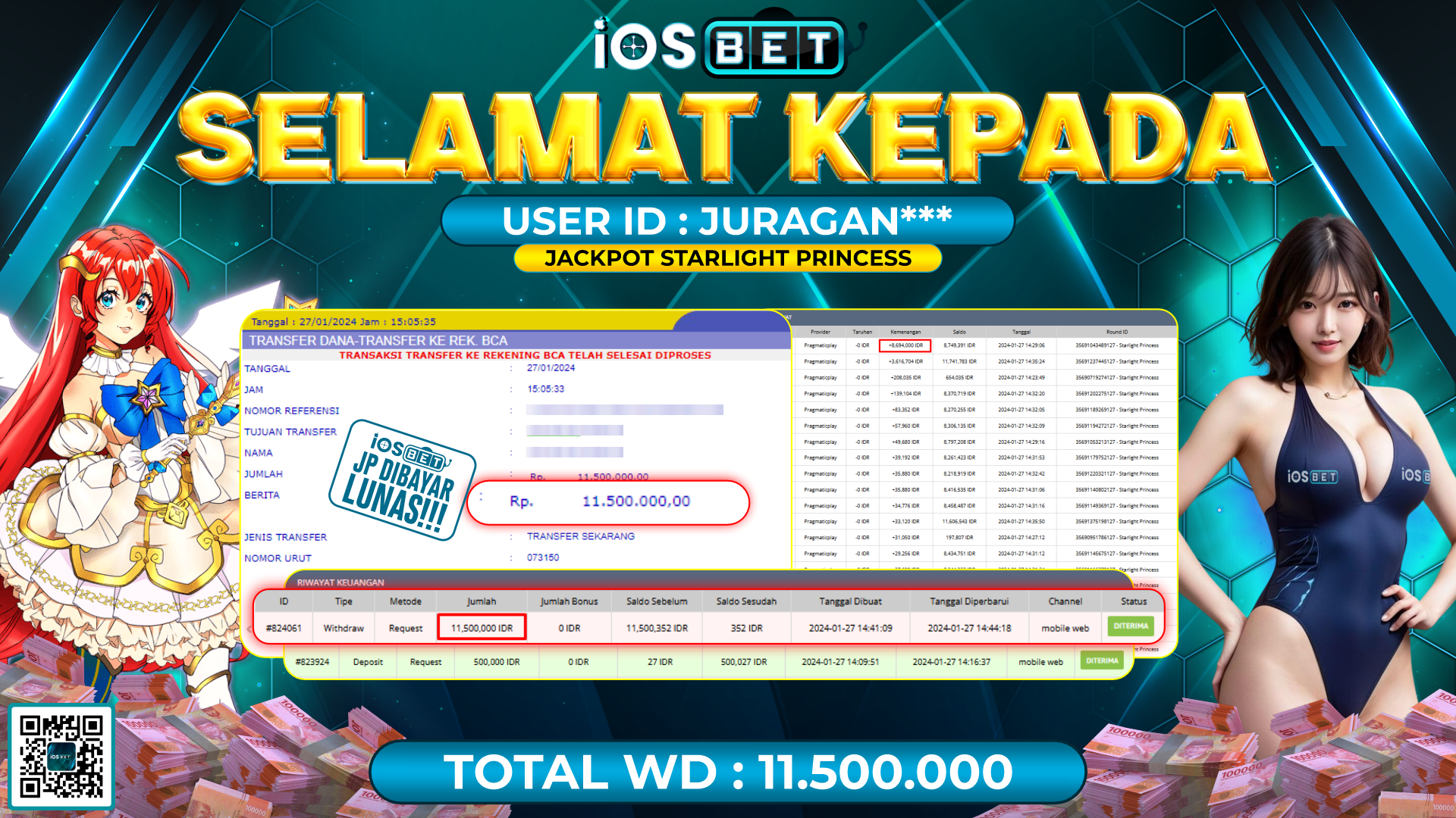 Bukti Pembayaran LUNAS SLOT GAMES GACOR Rp. 11.500.000,-