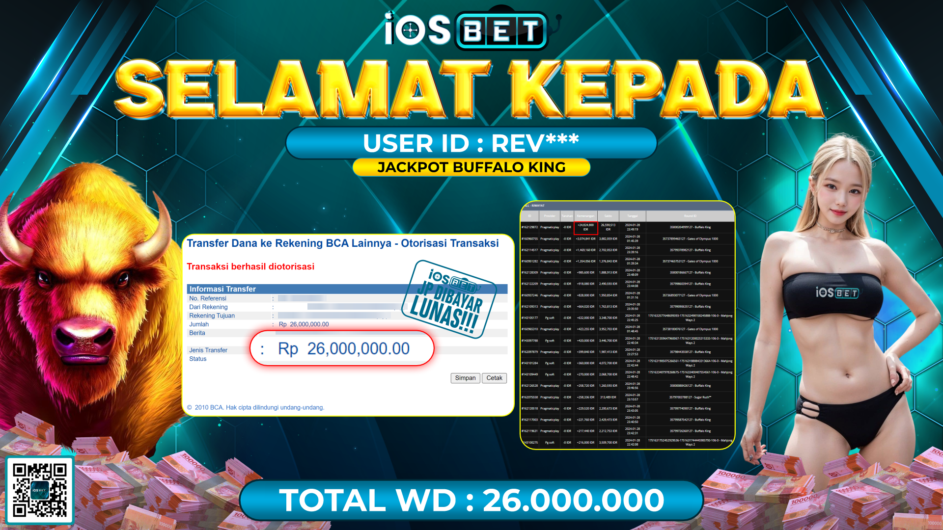 Bukti Pembayaran LUNAS SLOT GAMES GACOR Rp. 26.000.000,-