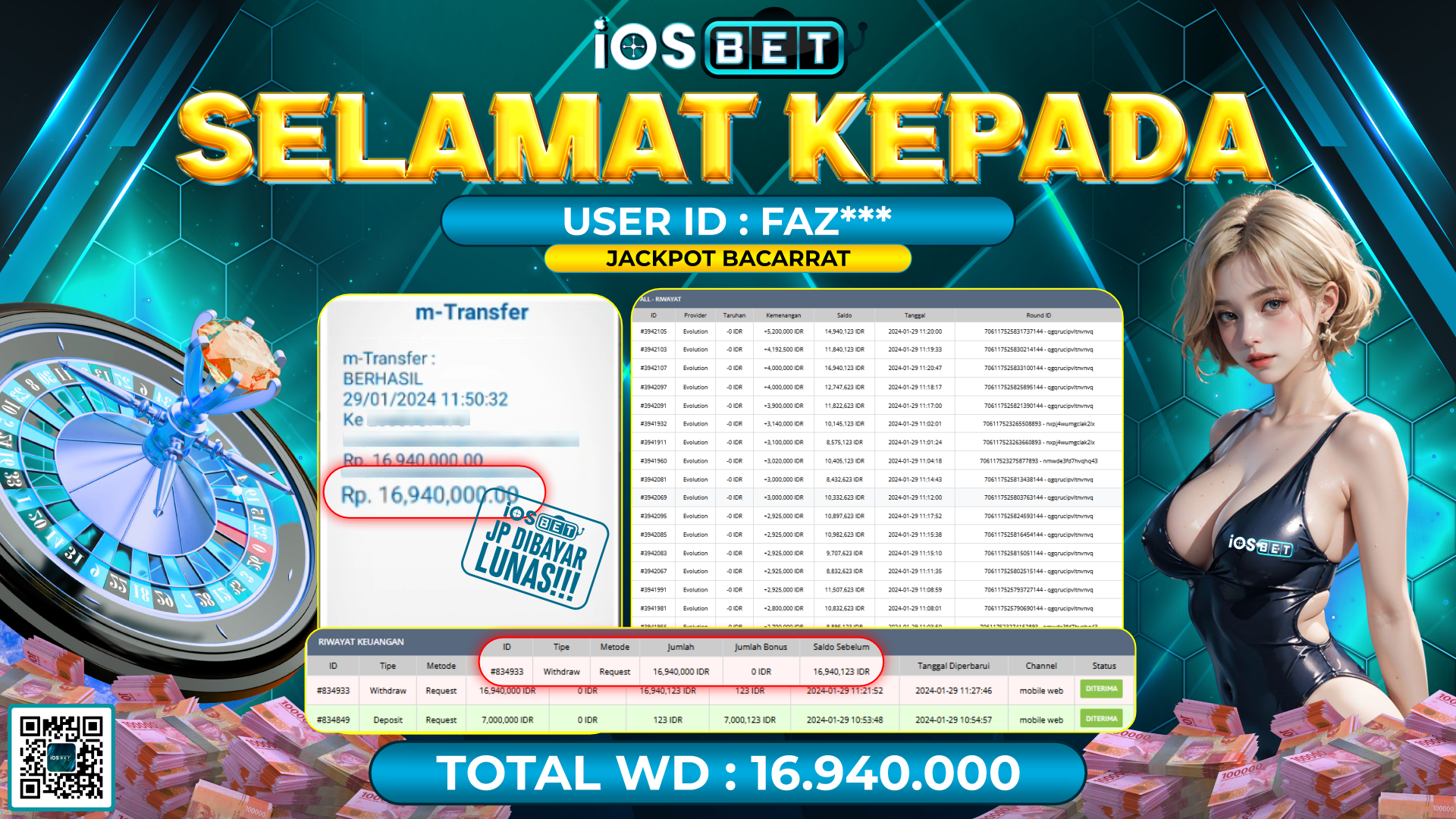 Bukti Pembayaran LUNAS LIVE GAMES GACOR Rp. 16.940.000,-