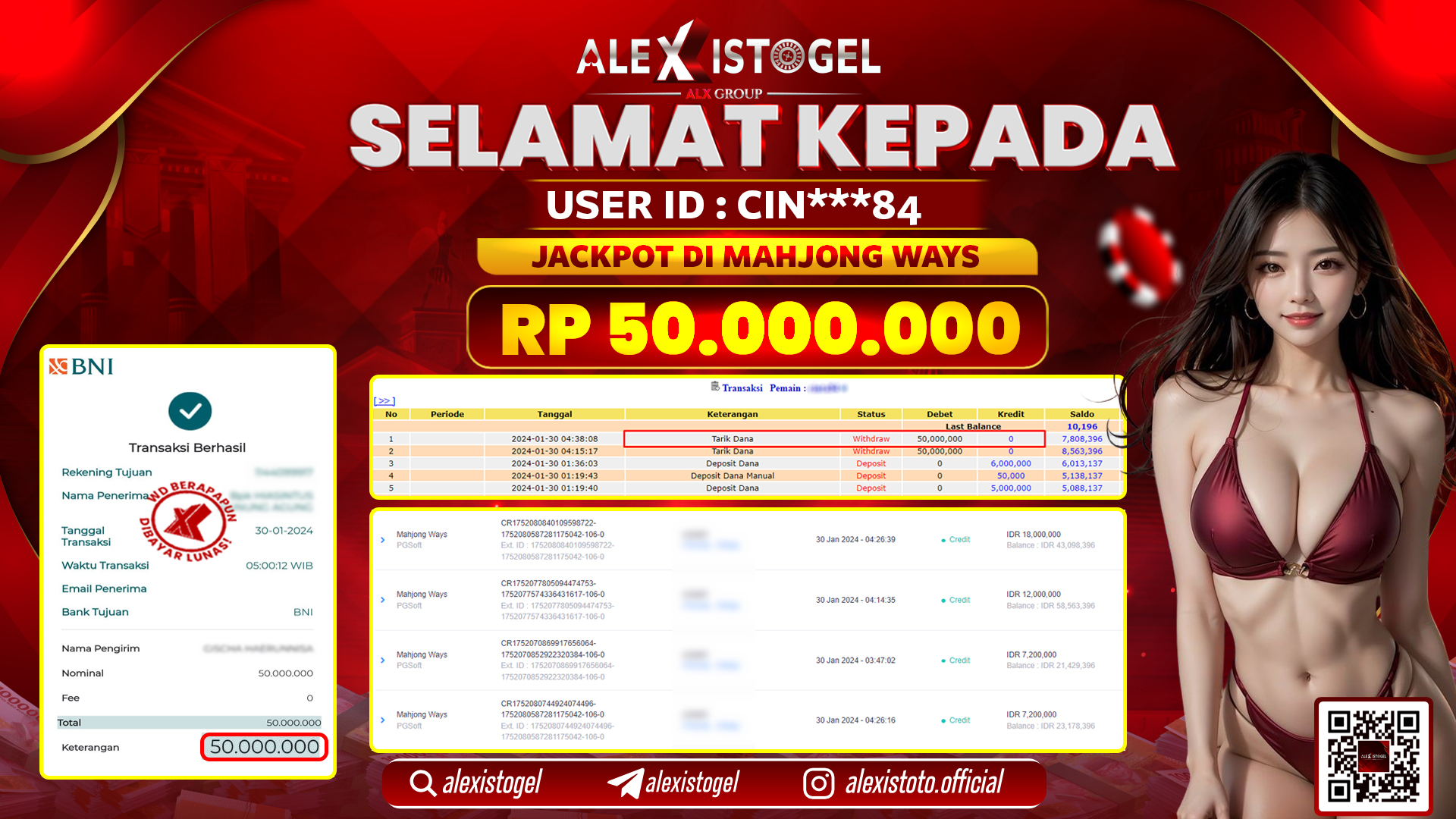 ALEXISTOGEL JACKPOT SLOT GAMES RP. 50.000.000 LUNAS