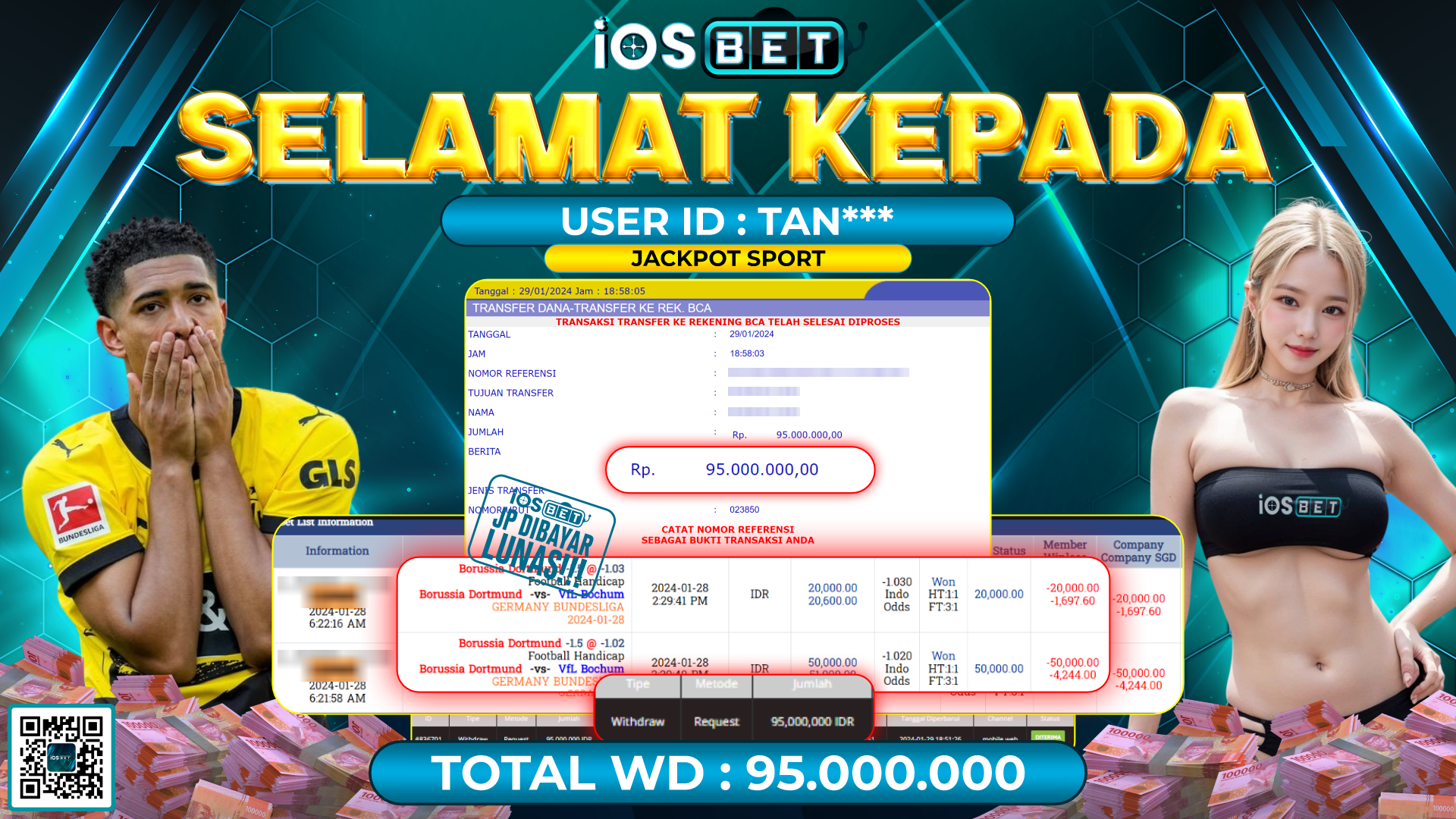 Bukti Pembayaran LUNAS PARLAY GAMES GACOR Rp. 95.000.000,-