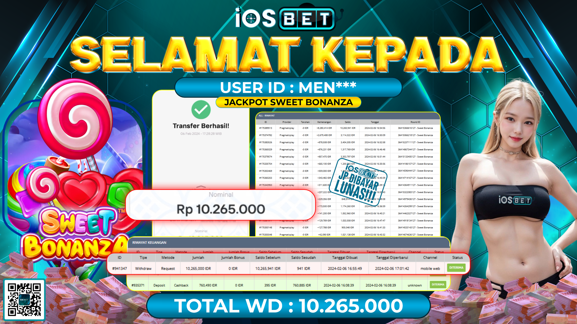 Bukti Pembayaran LUNAS SLOT GAMES GACOR Rp. 10.256.000,-