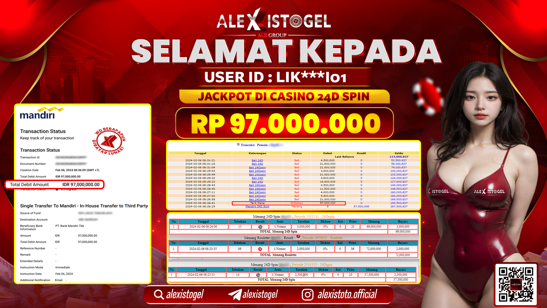 ALEXISTOGEL JACKPOT 24D SPIN RP. 97.000.000 LUNAS
