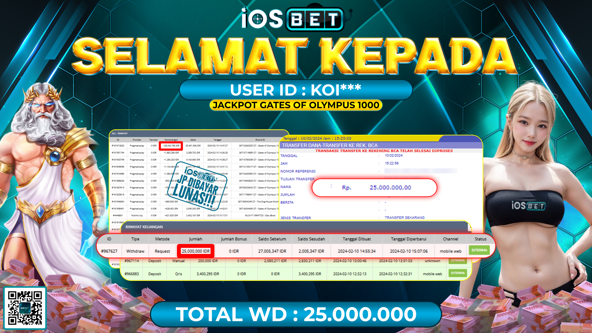 Bukti Pembayaran LUNAS SLOT GAMES GACOR Rp. 25.000.000,-