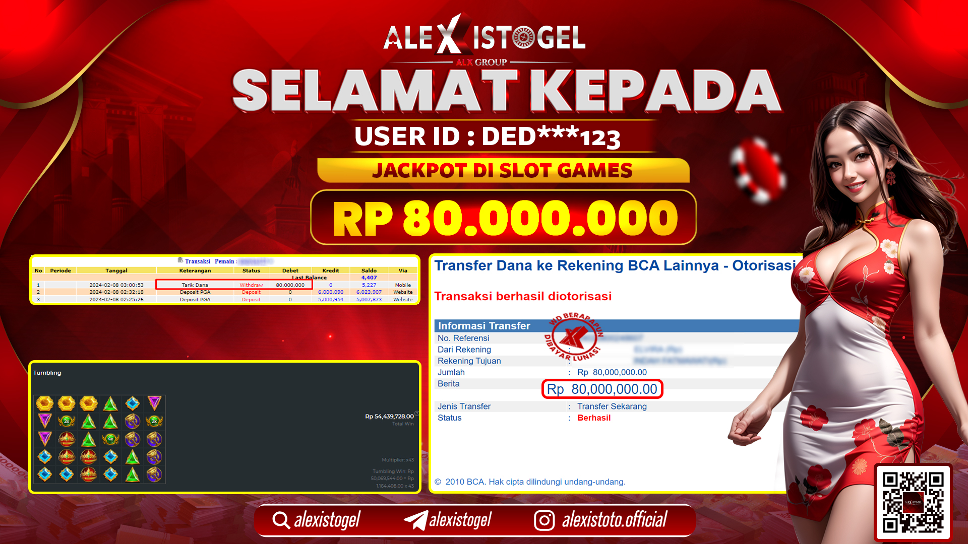 ALEXISTOGEL JACKPOT SLOT GAMES RP. 80.000.000 LUNAS