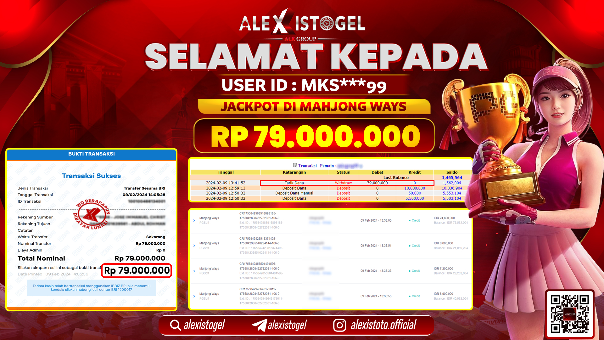 ALEXISTOGEL JACKPOT SLOT GAMES RP. 79.000.000 LUNAS
