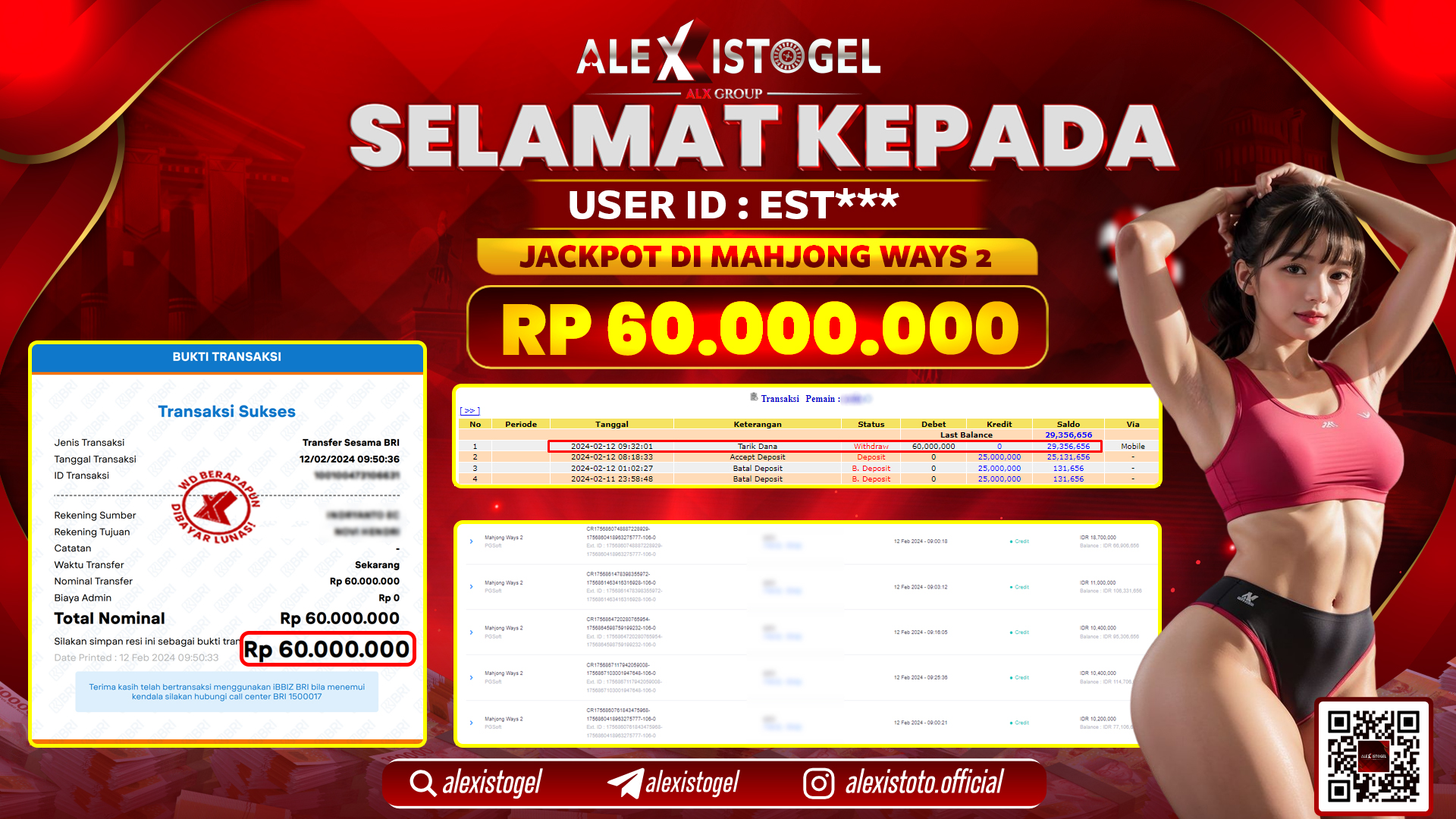ALEXISTOGEL JACKPOT SLOT GAMES RP. 60.000.000 LUNAS
