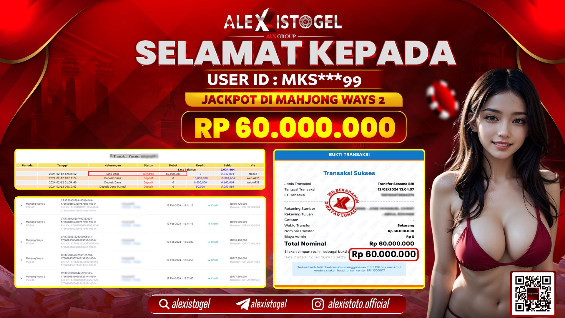 ALEXISTOGEL JACKPOT SLOT GAMES RP. 60.000.000 LUNAS