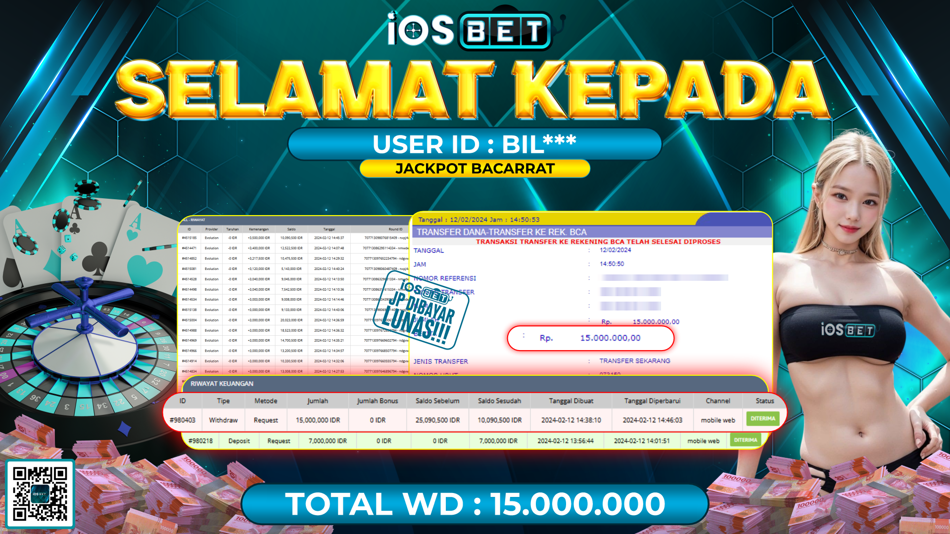 Bukti Pembayaran LUNAS LIVE GAMES GACOR Rp. 15.000.000,-