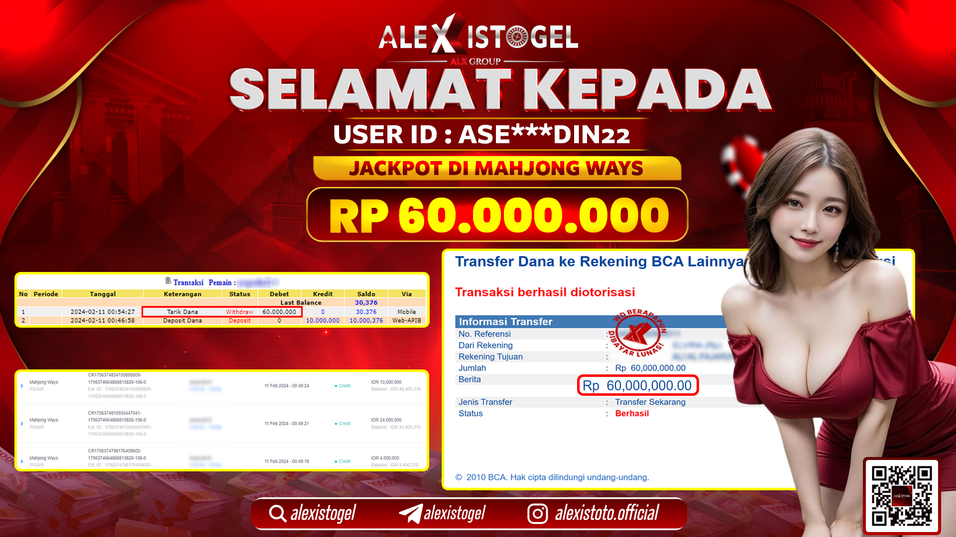 ALEXISTOGEL JACKPOT SLOT GAMES RP. 60.000.000 LUNAS