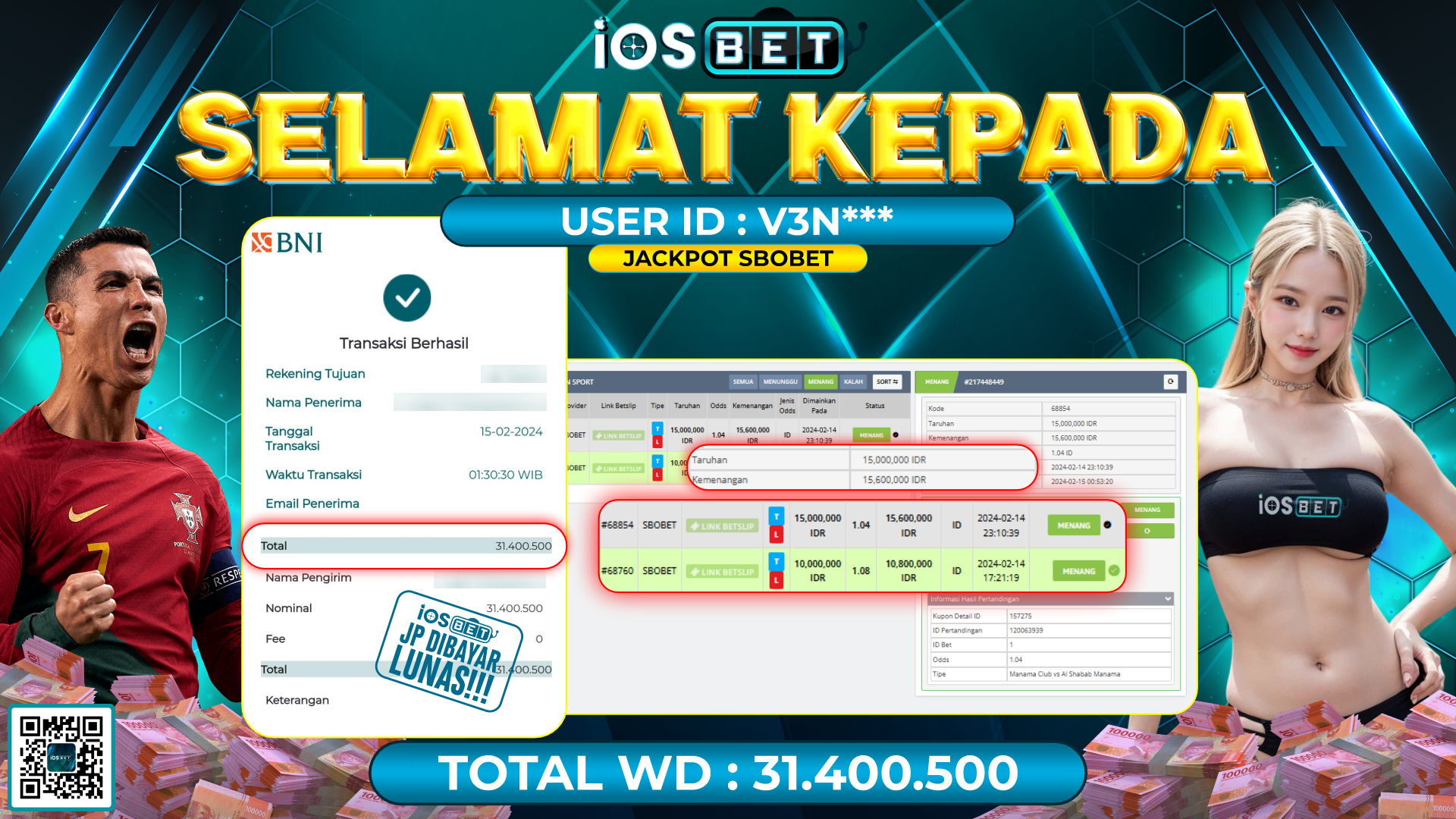 Bukti Pembayaran LUNAS LIVE GAMES GACOR Rp. 31.400.000,-