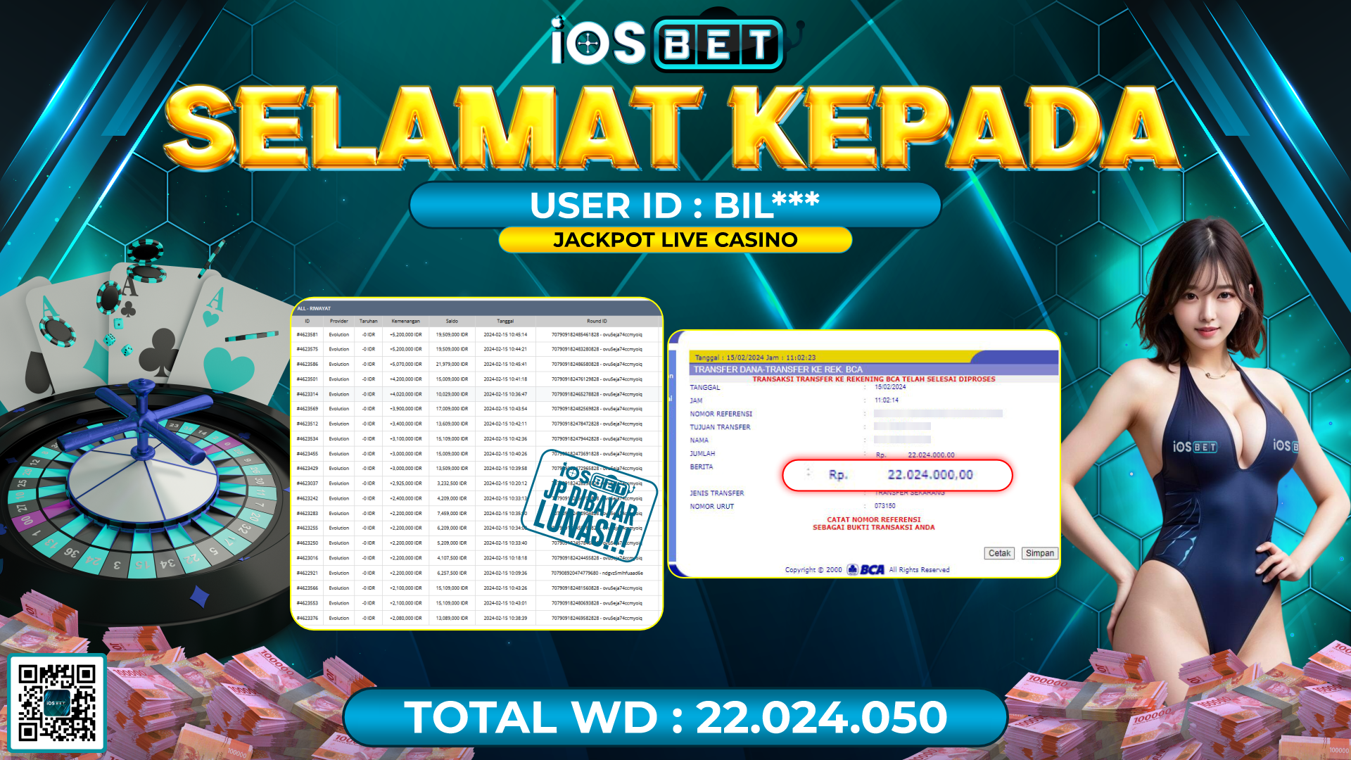 Bukti Pembayaran LUNAS LIVE GAMES GACOR Rp. 22.024.050,-