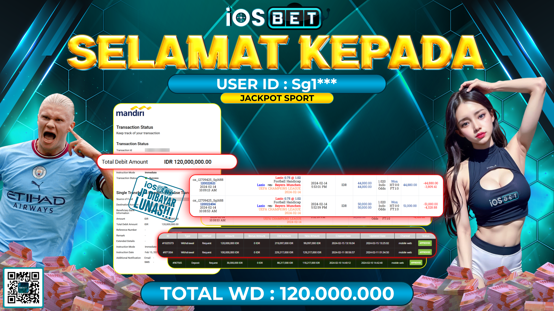 Bukti Pembayaran LUNAS PARLAY GAMES GACOR Rp. 120.000.000,-