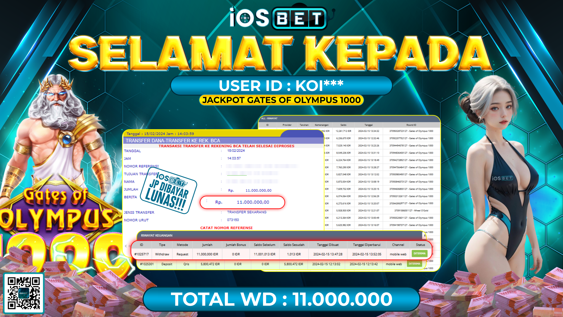 Bukti Pembayaran LUNAS SLOT GAMES GACOR Rp. 11.000.000,-