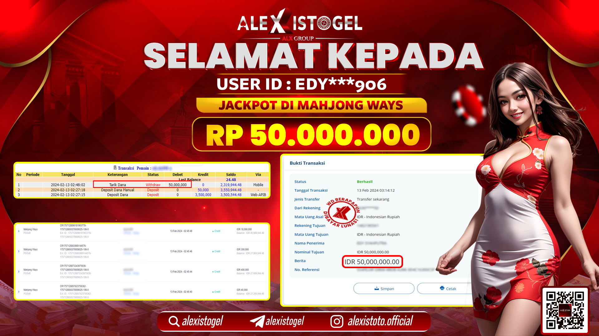 ALEXISTOGEL JACKPOT ROULETTE RP. 50.000.000 LUNAS