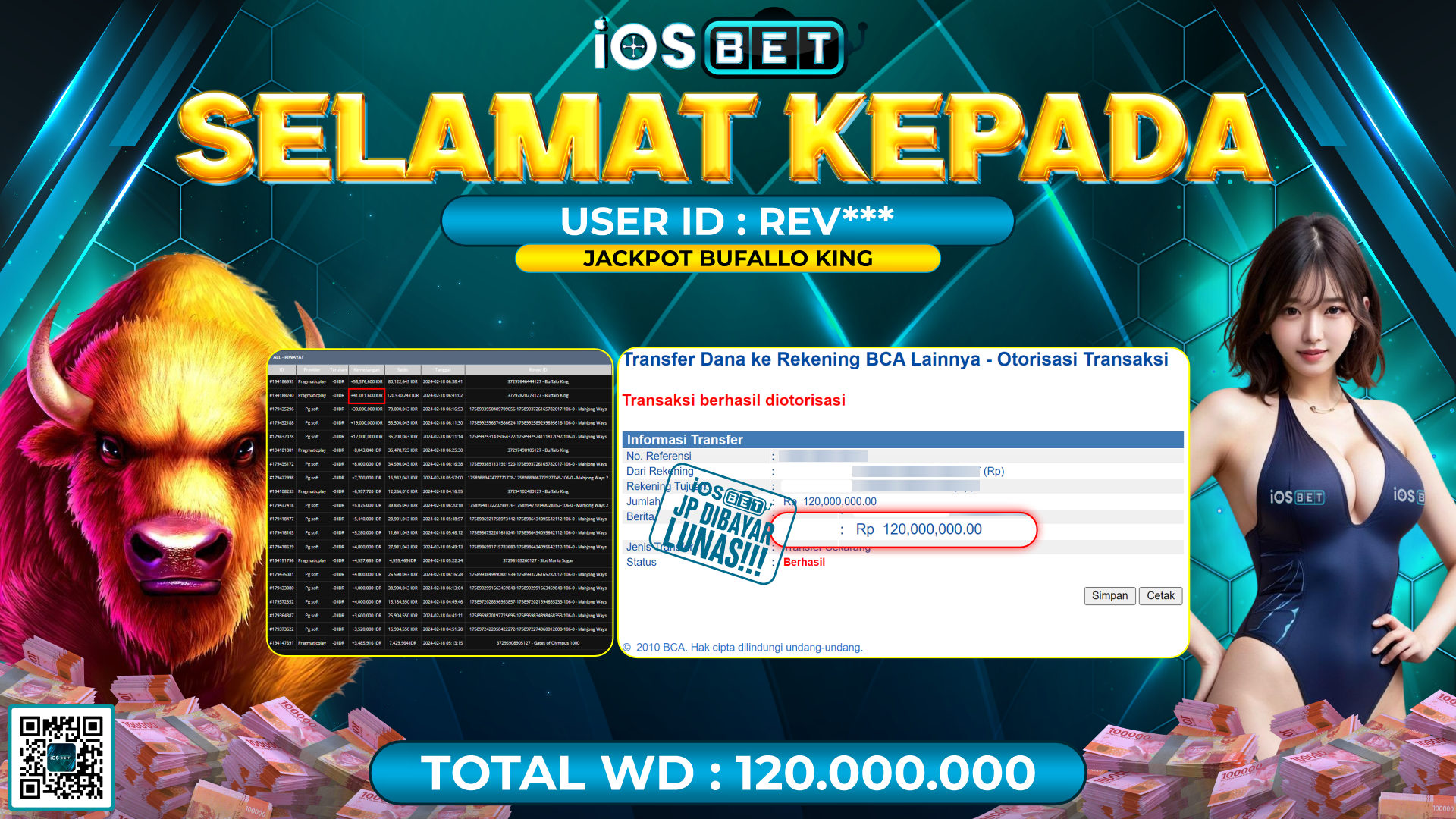 Bukti Pembayaran LUNAS SLOT GAMES GACOR Rp. 120.000.000,-