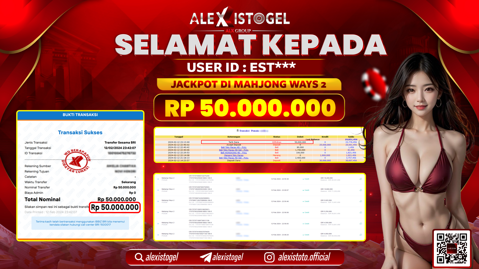 ALEXISTOGEL JACKPOT SLOT GAMES RP. 50.000.000 LUNAS