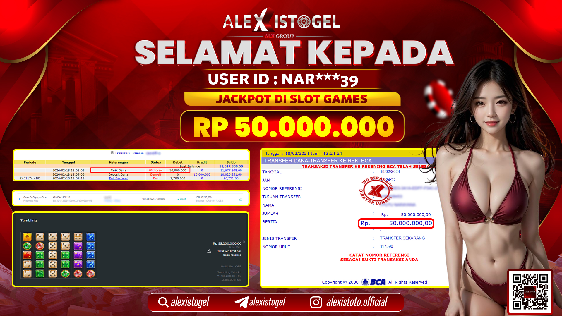 ALEXISTOGEL JACKPOT SLOT GAMES RP. 50.000.000 LUNAS