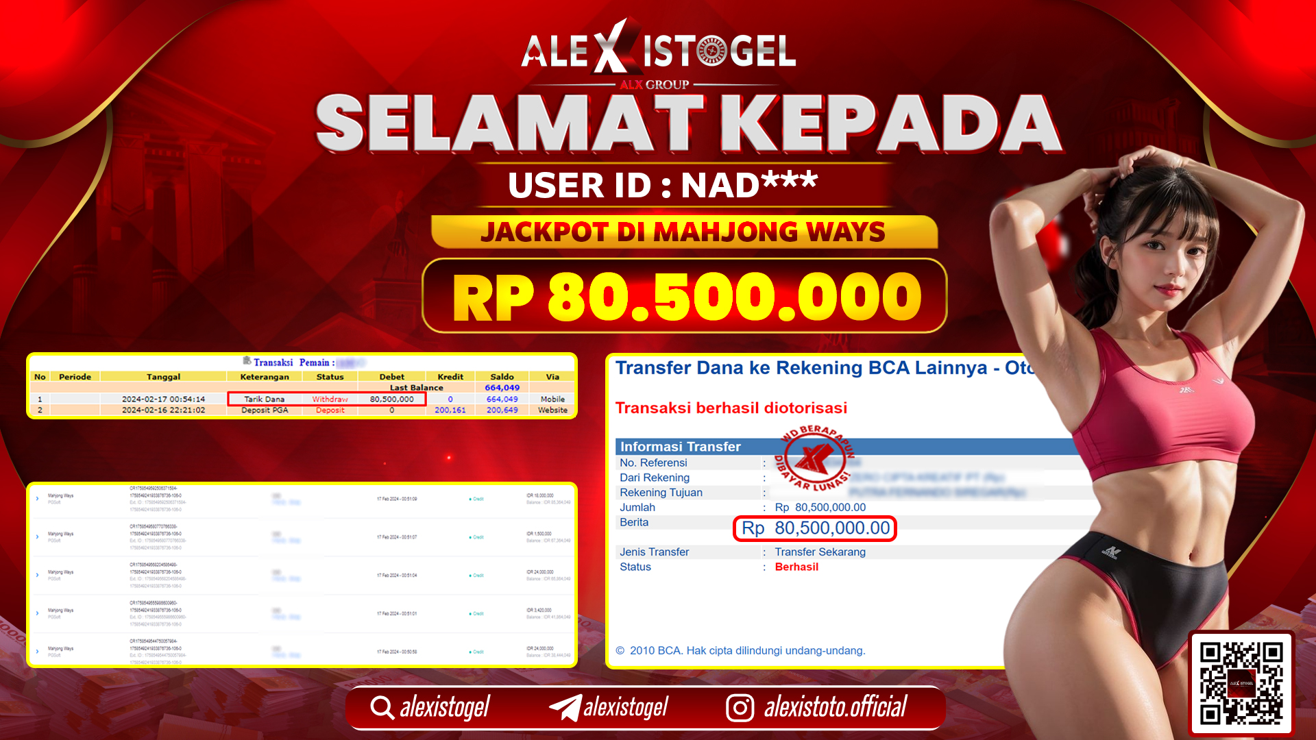 ALEXISTOGEL JACKPOT SLOT GAMES RP. 80.500.000 LUNAS