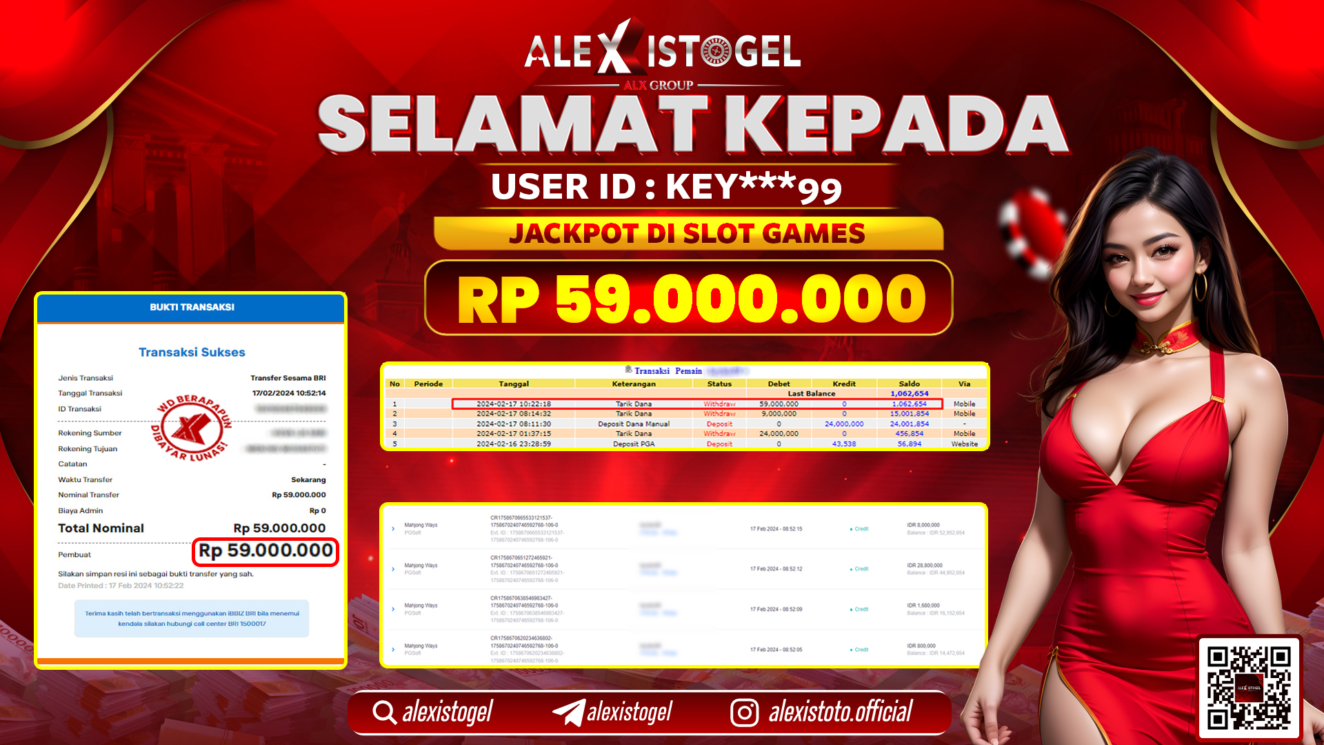 ALEXISTOGEL JACKPOT SLOT GAMES RP. 59.000.000 LUNAS