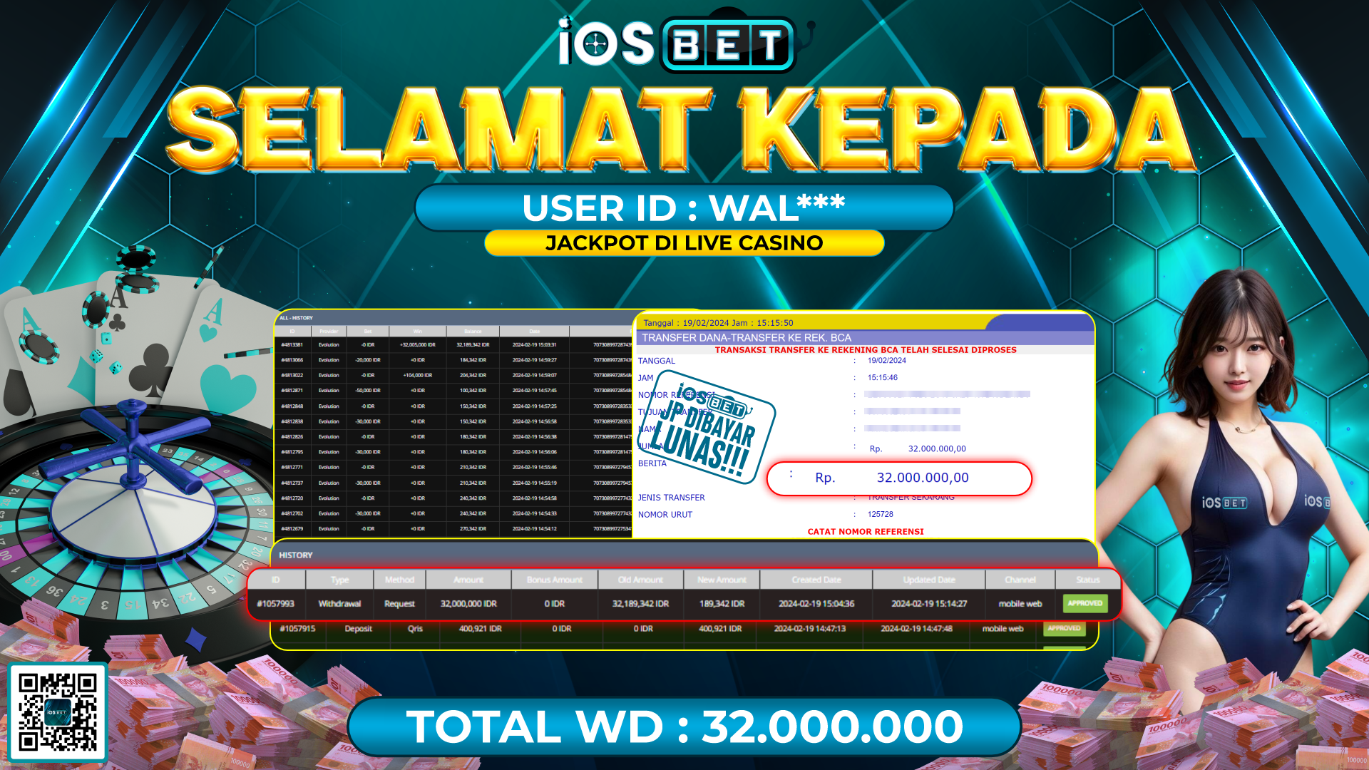 Bukti Pembayaran LUNAS LIVE GAMES GACOR Rp. 32.000.000,-